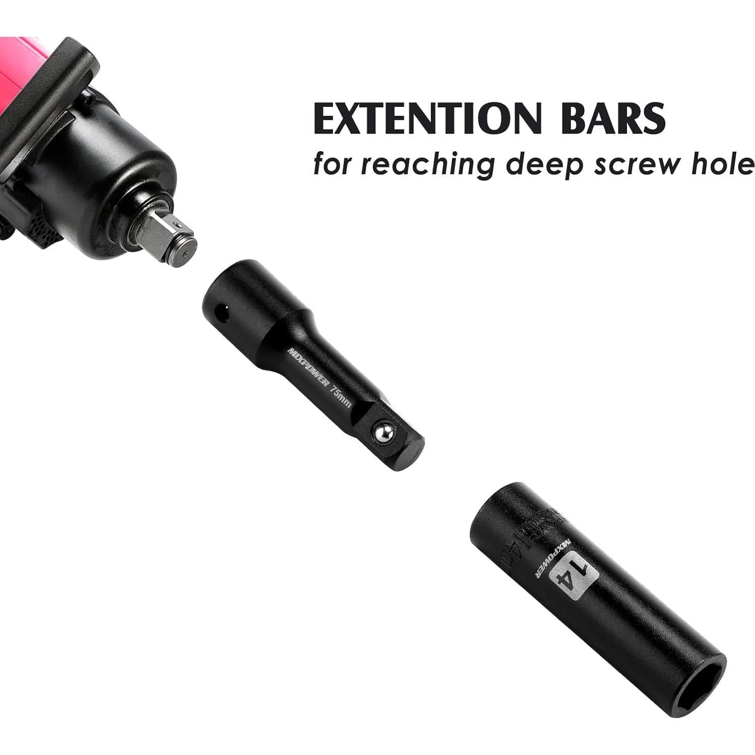 Juego de 25 Piezas de Impacto MIXPOWER 1/2" CR-V Métrico/SAE