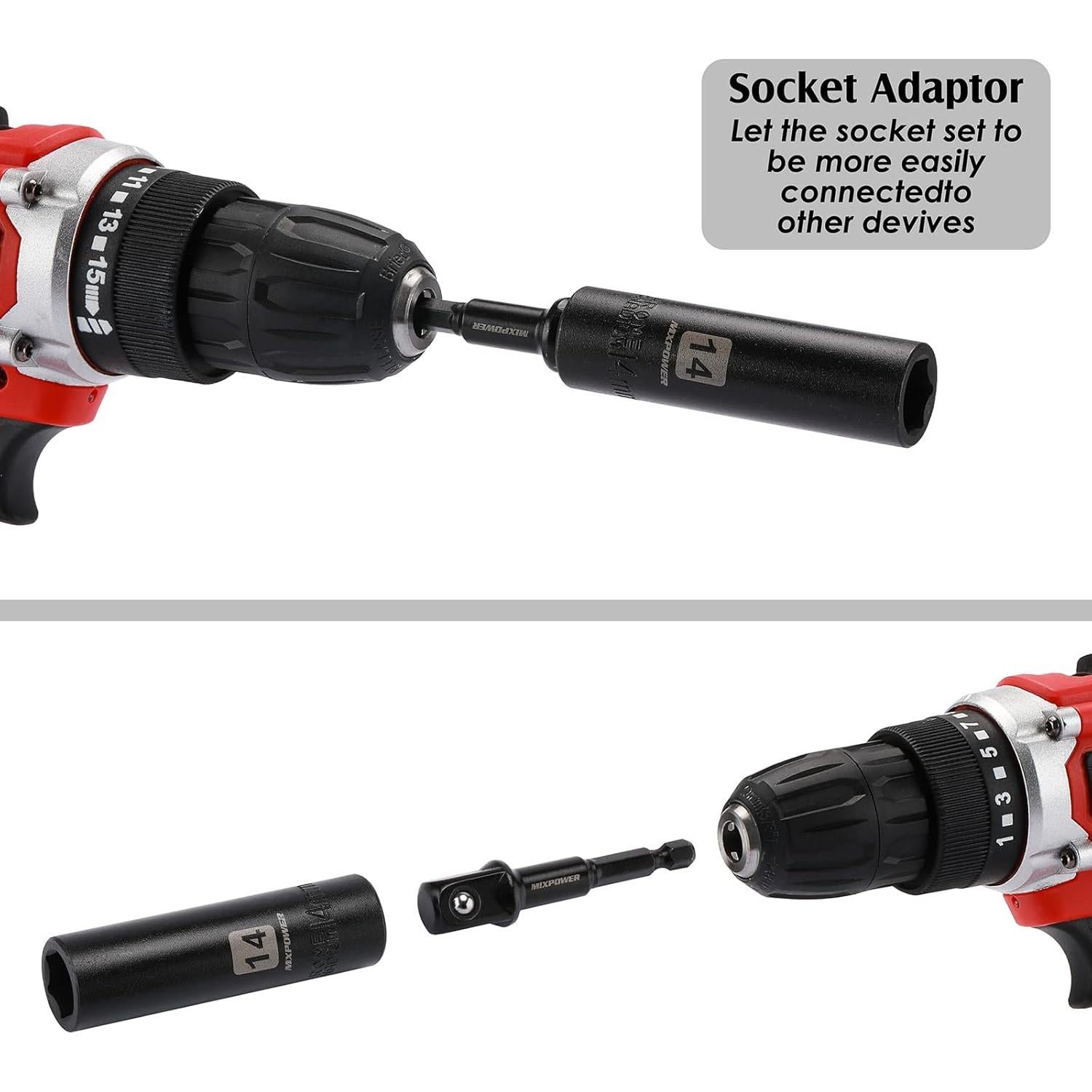 Juego de 25 Piezas de Impacto MIXPOWER 1/2" CR-V Métrico/SAE