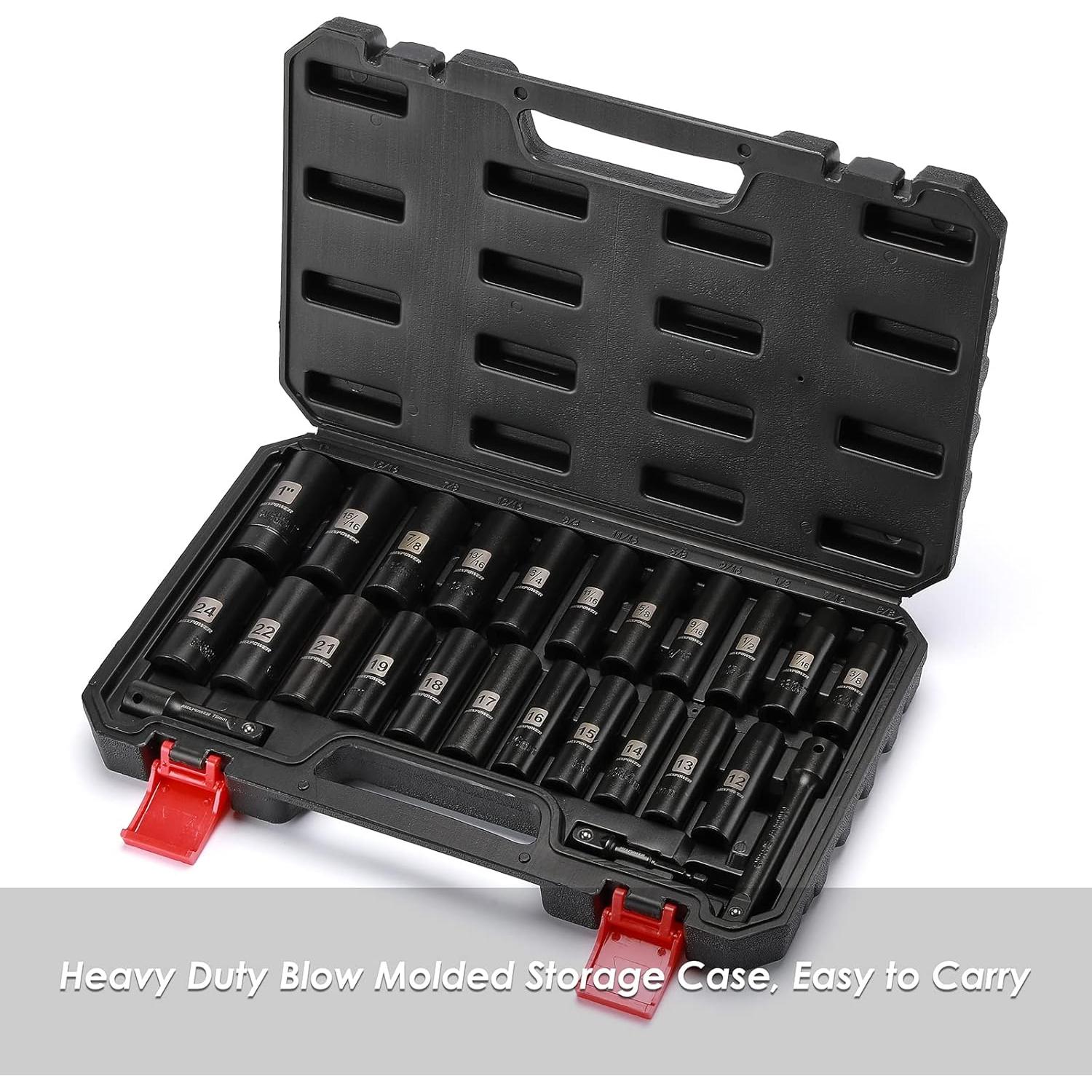 Juego de 25 Piezas de Impacto MIXPOWER 1/2" CR-V Métrico/SAE