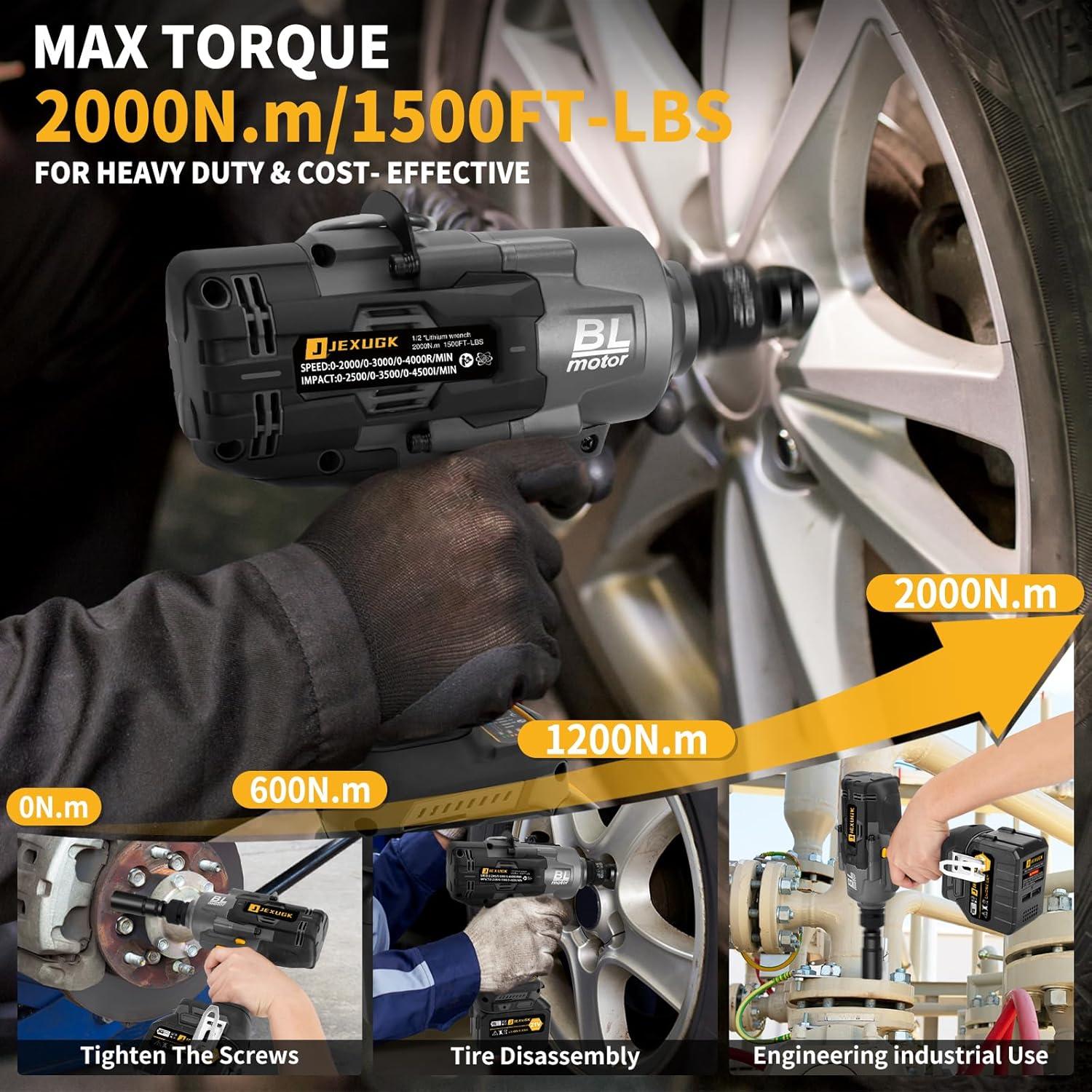 Llave de Impacto Inalámbrica JEXUGK 2000Nm 1/2" 21V