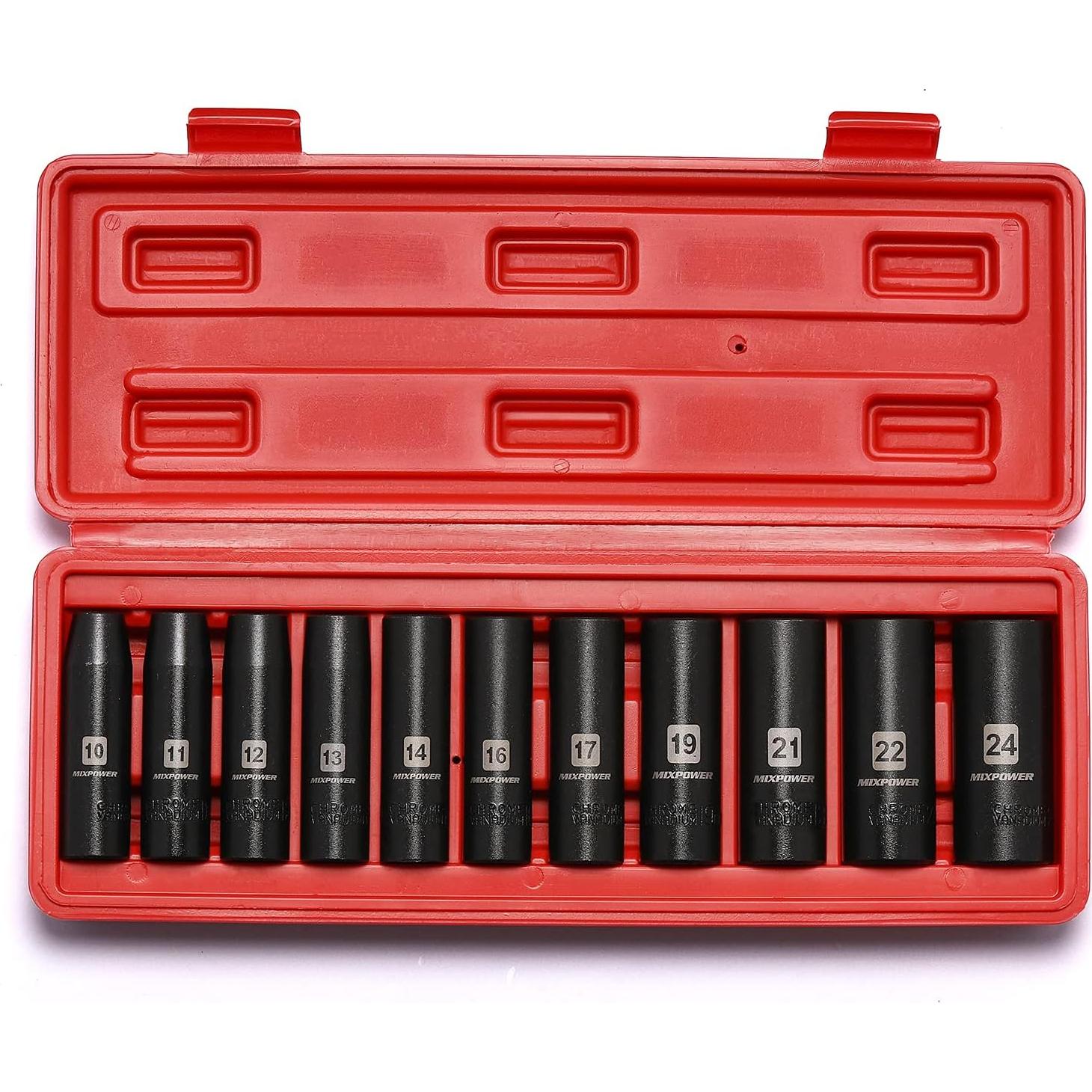 MIXPOWER Juego de 11 Piezas de 1/2" Profundidad 10-24mm