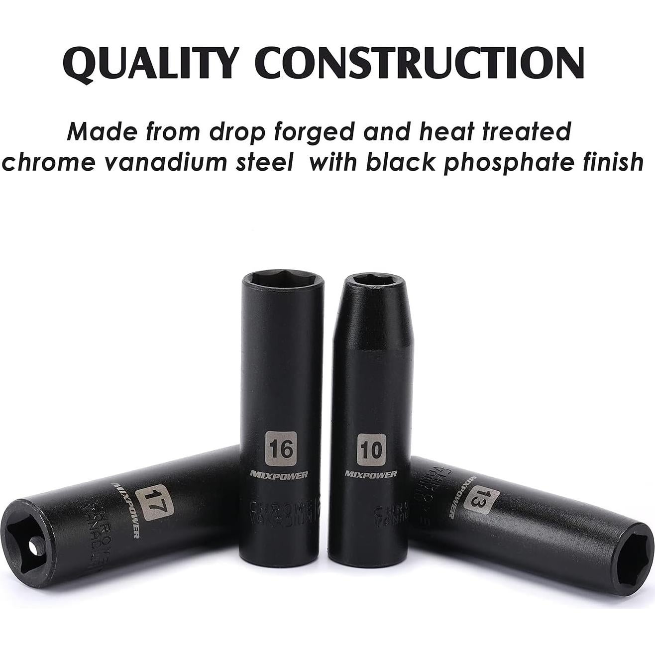 MIXPOWER Juego de 11 Piezas de 1/2" Profundidad 10-24mm