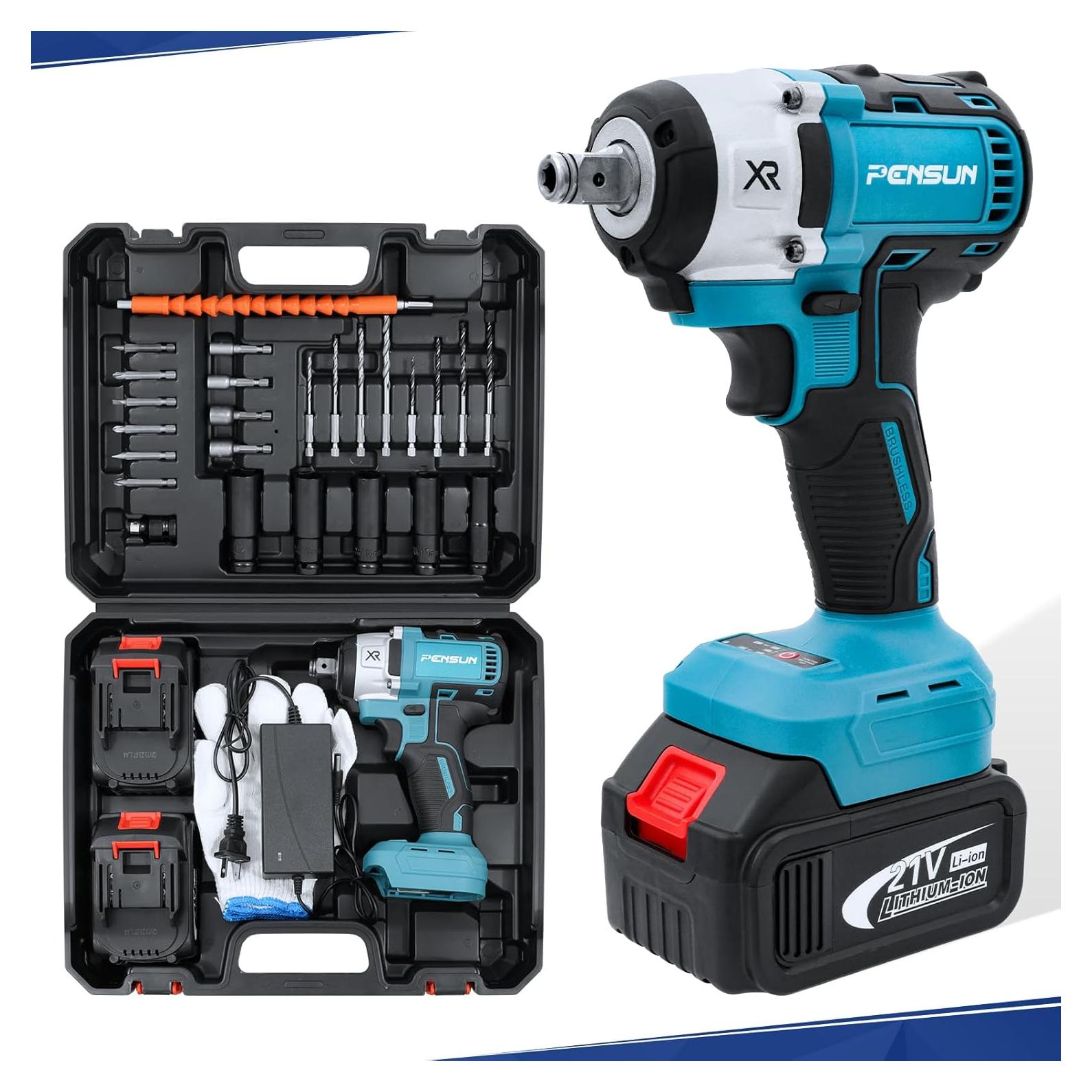 Llave de impacto inalámbrica PENSUN 1/2" 352.78 Nm 3000 RPM