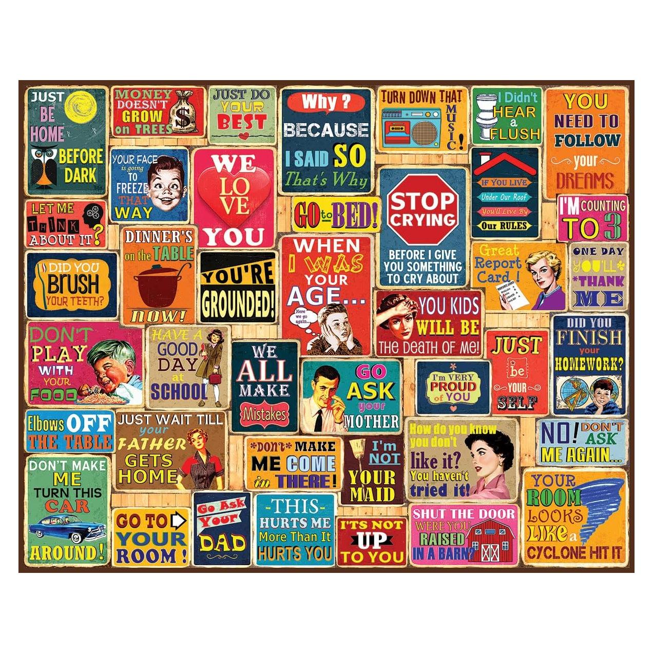 White Mountain Things Parents Say 1000 Piece Jigsaw Puzzle Fun Collage Puzzles for Adults and Family