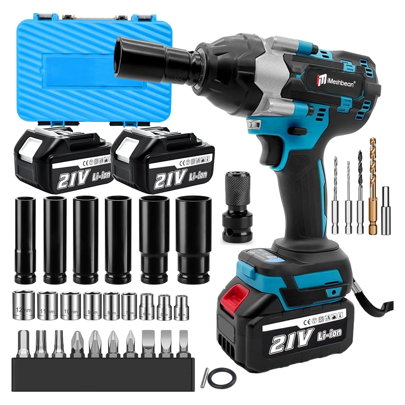 Llave de impacto inalámbrica iMeshbean 1000Nm 21V 2 baterías