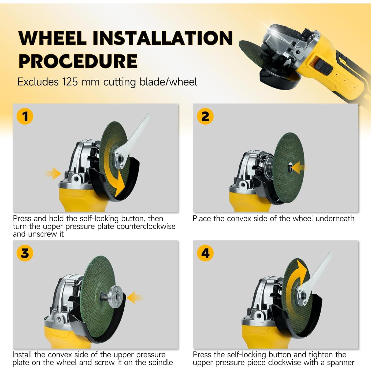 Amoladora Angular Inalámbrica HLiePiHa 20V 6600RPM 125mm