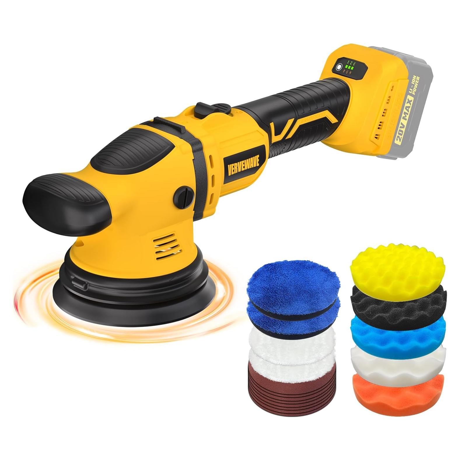 Cordless Buffer Polisher Kit for Dewalt 20V Battery (No Battery), 6-Inch Orbital Car Polisher Variable Speed 1800—5500 RPM, 17PCS Polishing Accessories, for Car Polishing/Waxing (Tool Only)