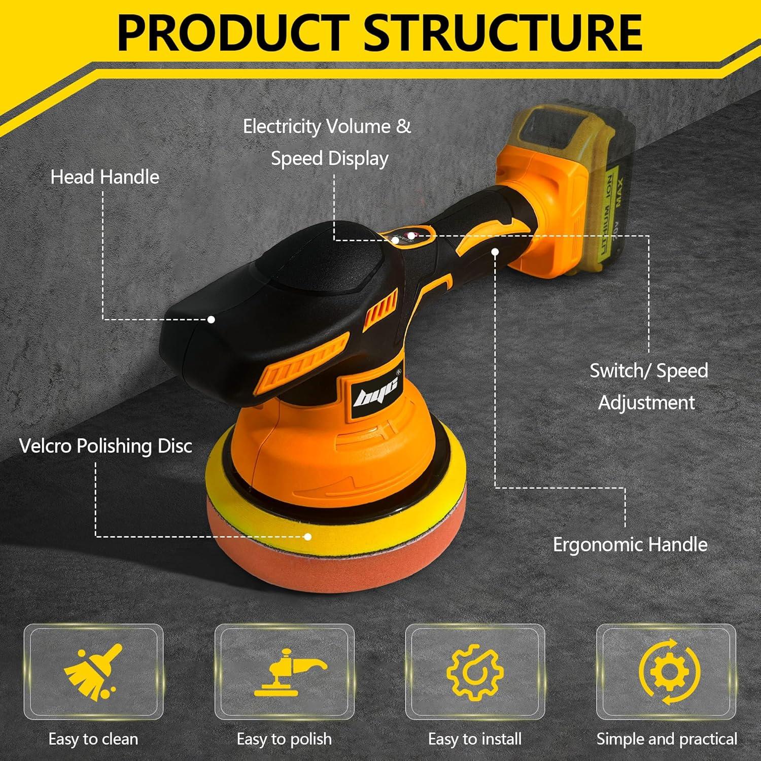 Pulidora Inalámbrica Dewalt 20V 6" 8 Velocidades Portátil