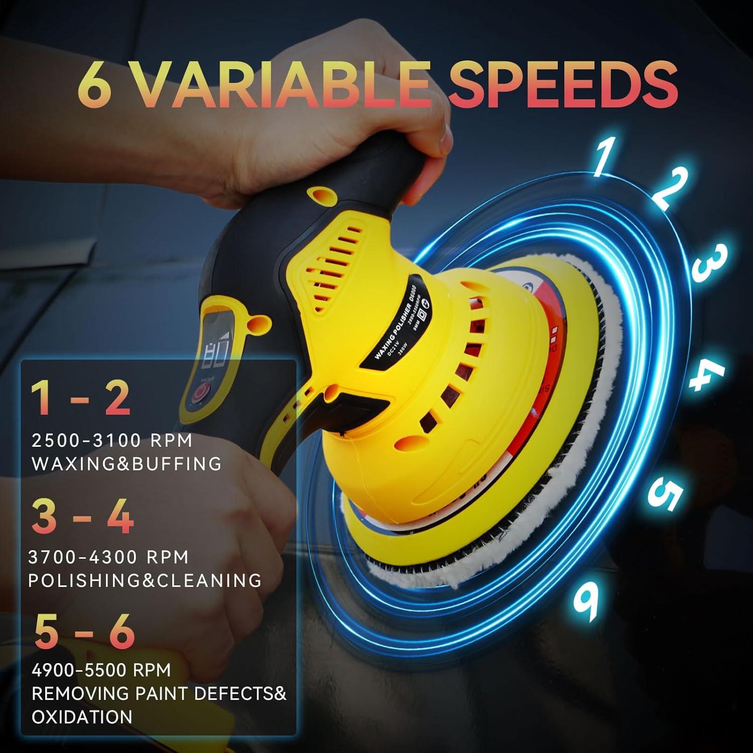 Pulidor Orbital Inalámbrico Alrigon 20V 6" 6 Velocidades