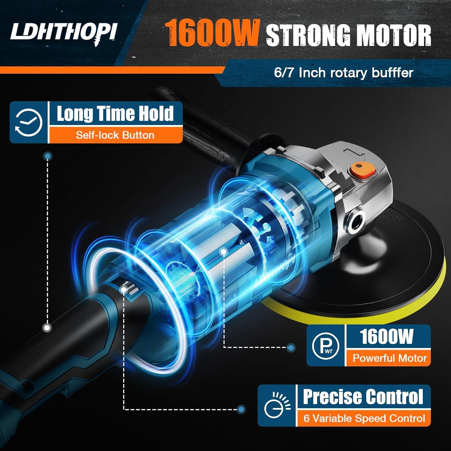 Pulidor Rotativo LDHTHOPI 1600W 7" 7 Velocidades
