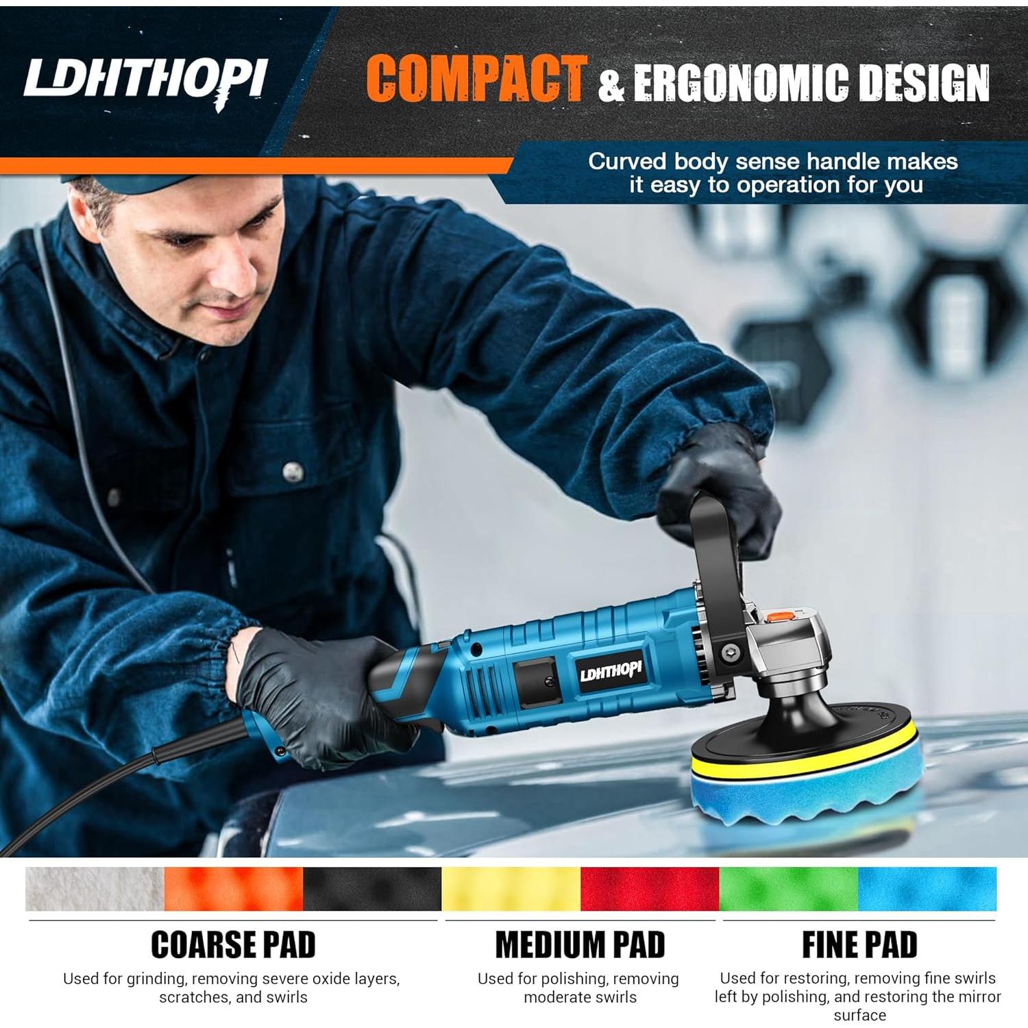 Pulidor Rotativo LDHTHOPI 1600W 7" 7 Velocidades