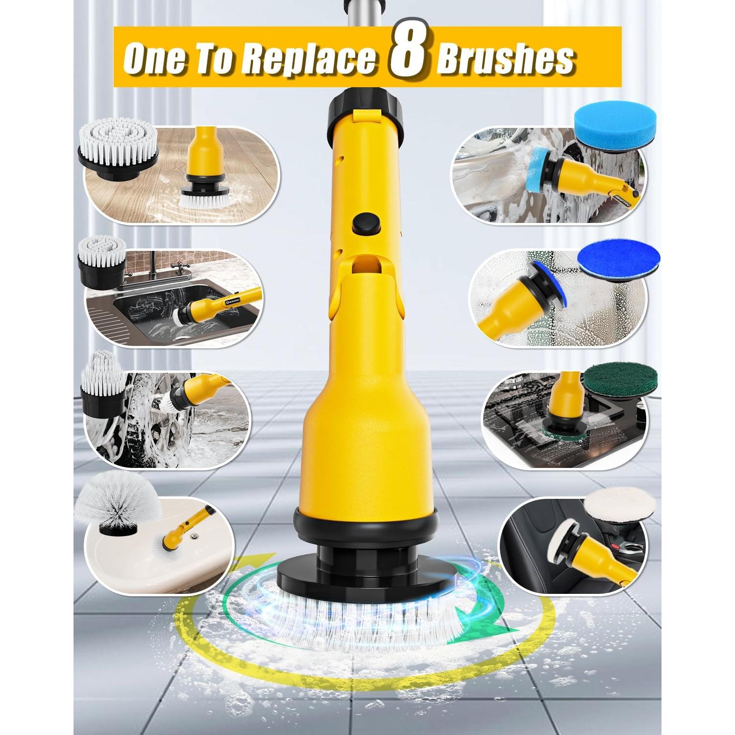 Limpiador Eléctrico Giratorio Uniqwamo 1000 RPM 8 Cepillos