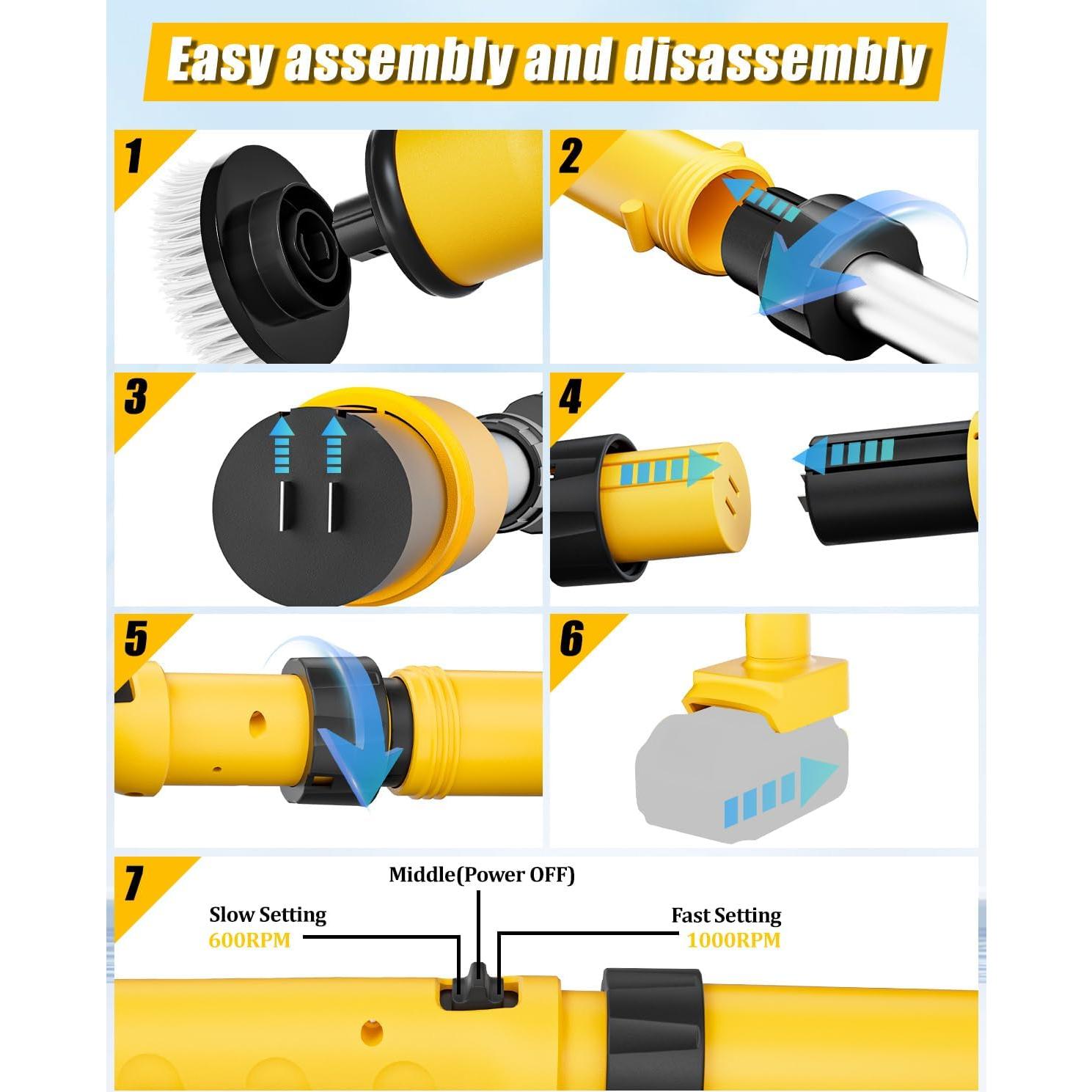 Limpiador Eléctrico Giratorio Uniqwamo 1000 RPM 8 Cepillos