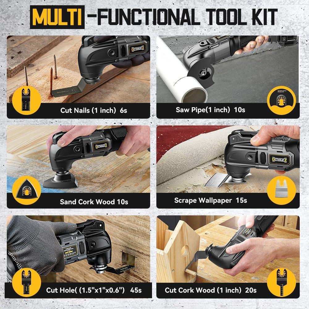 Herramienta Oscilante Inalámbrica DIYtoolifz 20V 6 Velocidades