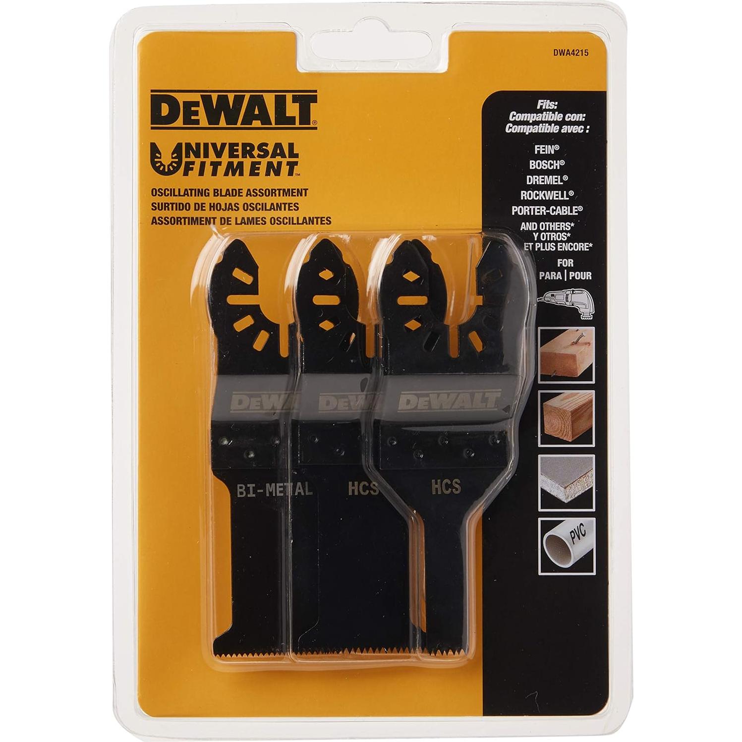 Juego de Hojas Oscilantes DEWALT DWA4215 - 3 Piezas