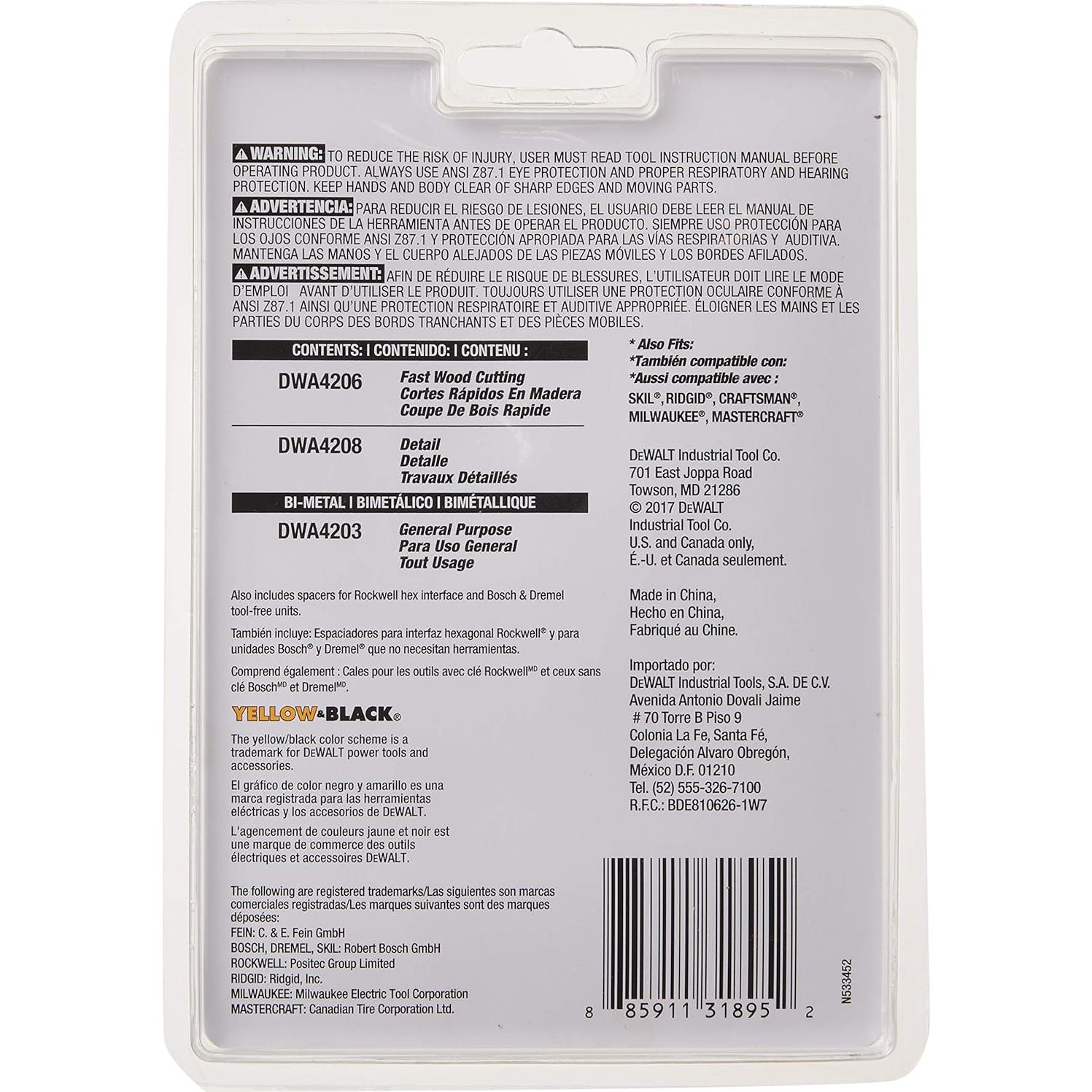 Juego de Hojas Oscilantes DEWALT DWA4215 - 3 Piezas