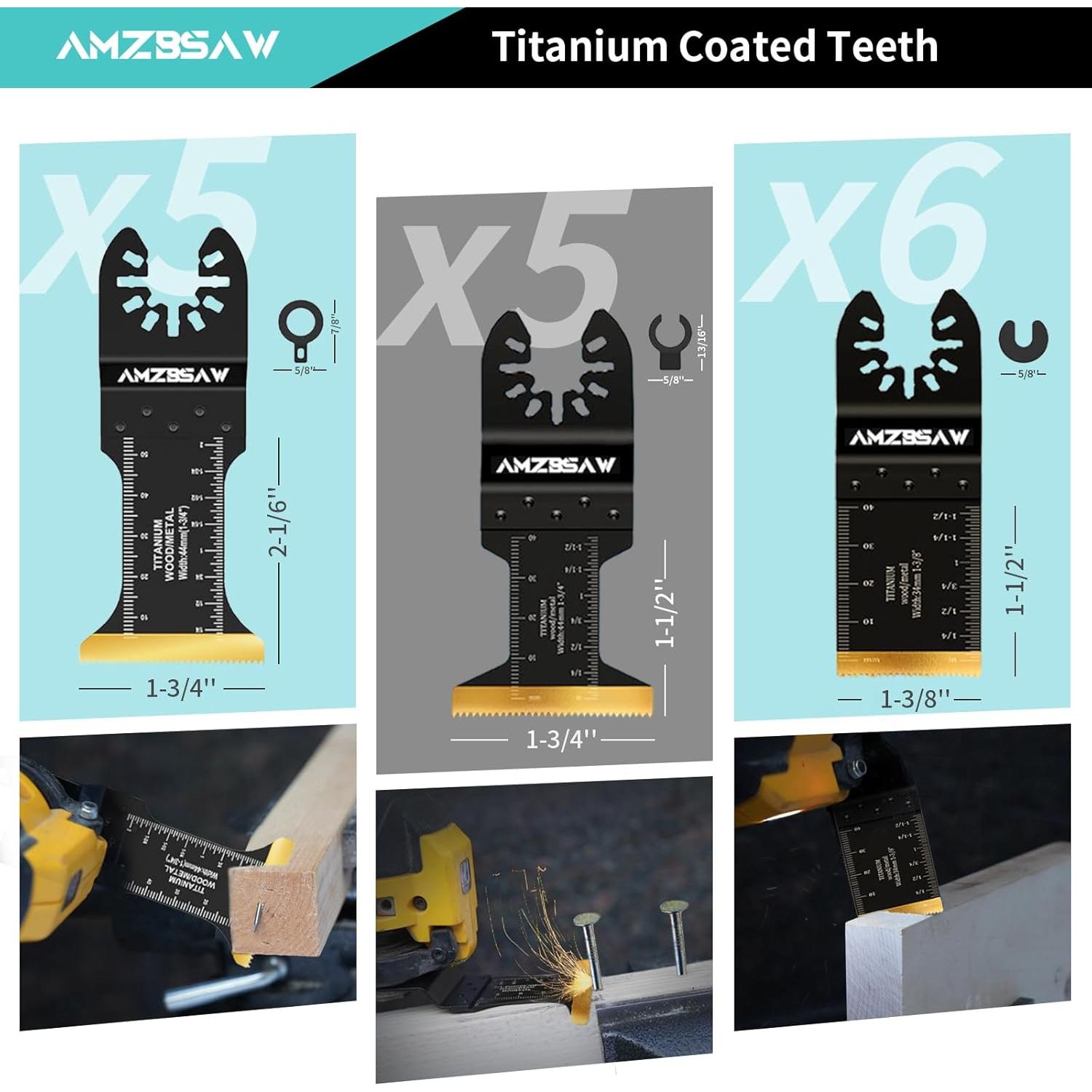 16 Cuchillas Oscilantes Titanio AMZBSAW para Metal y Madera