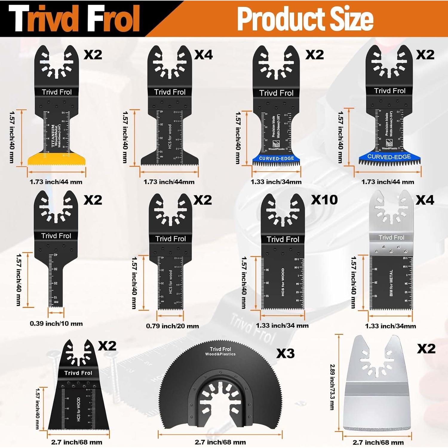121 Cuchillas de Sierra Oscilante TrivdPro para Madera y Metal