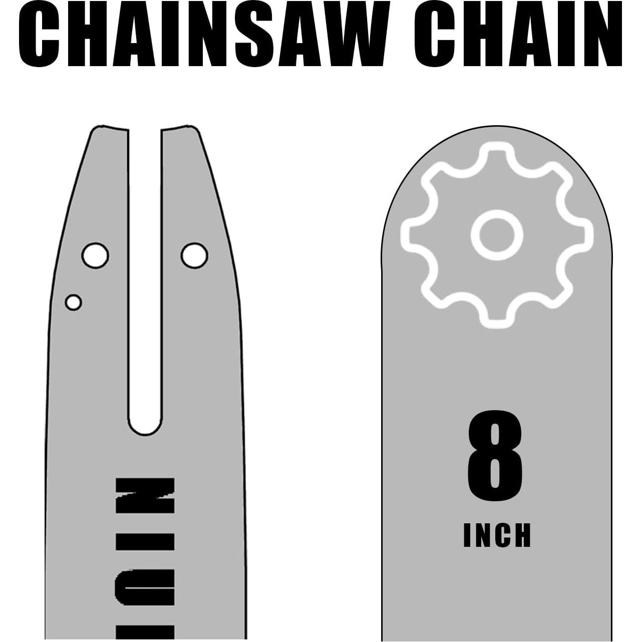 Barra y cadena de motosierra 20 cm NIUBGONER (Barra+2 Cadenas)