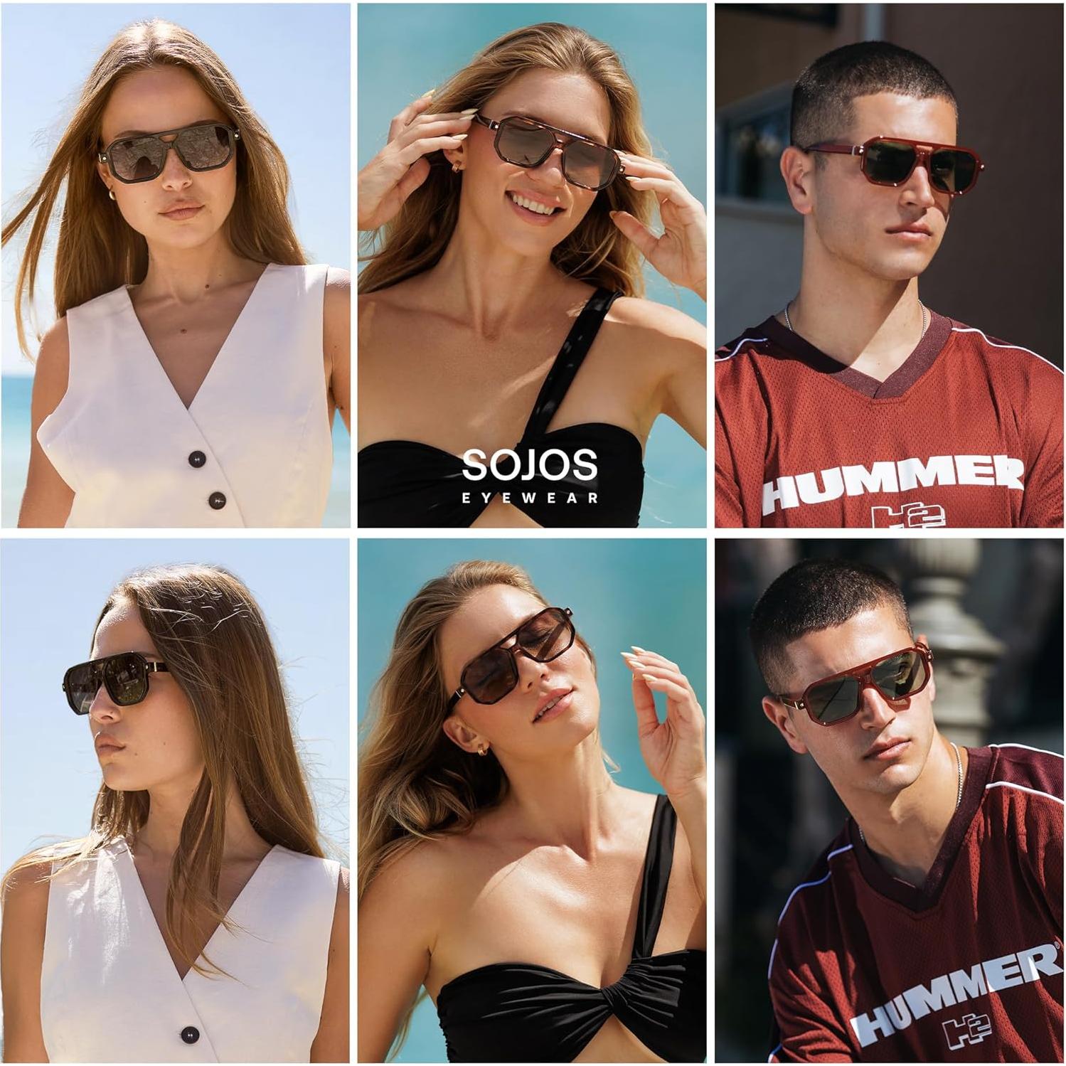 Gafas de sol cuadradas SOJOS SJ2609 UV400 polarizadas