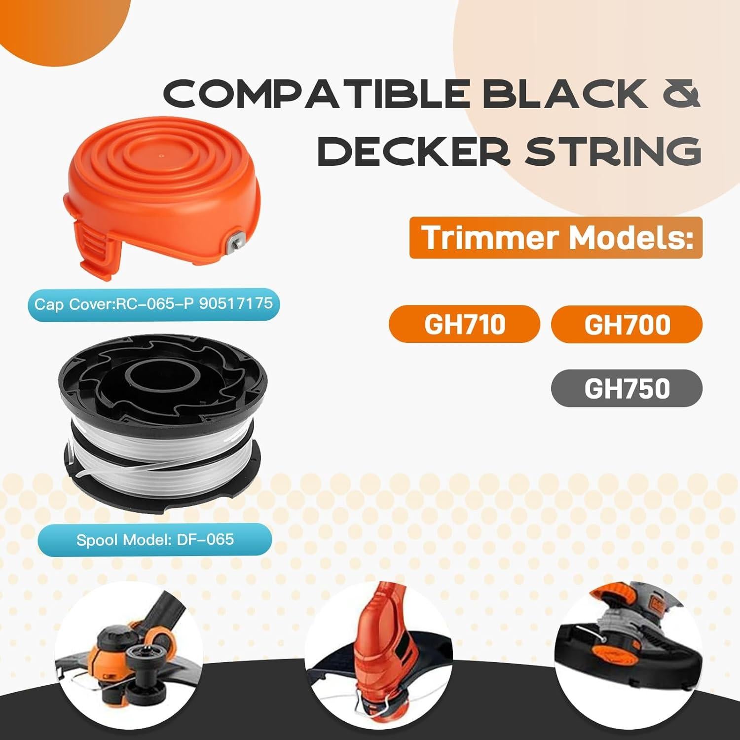 Carrete de Hilo Kousika DF-065 para Black & Decker 3 Pack