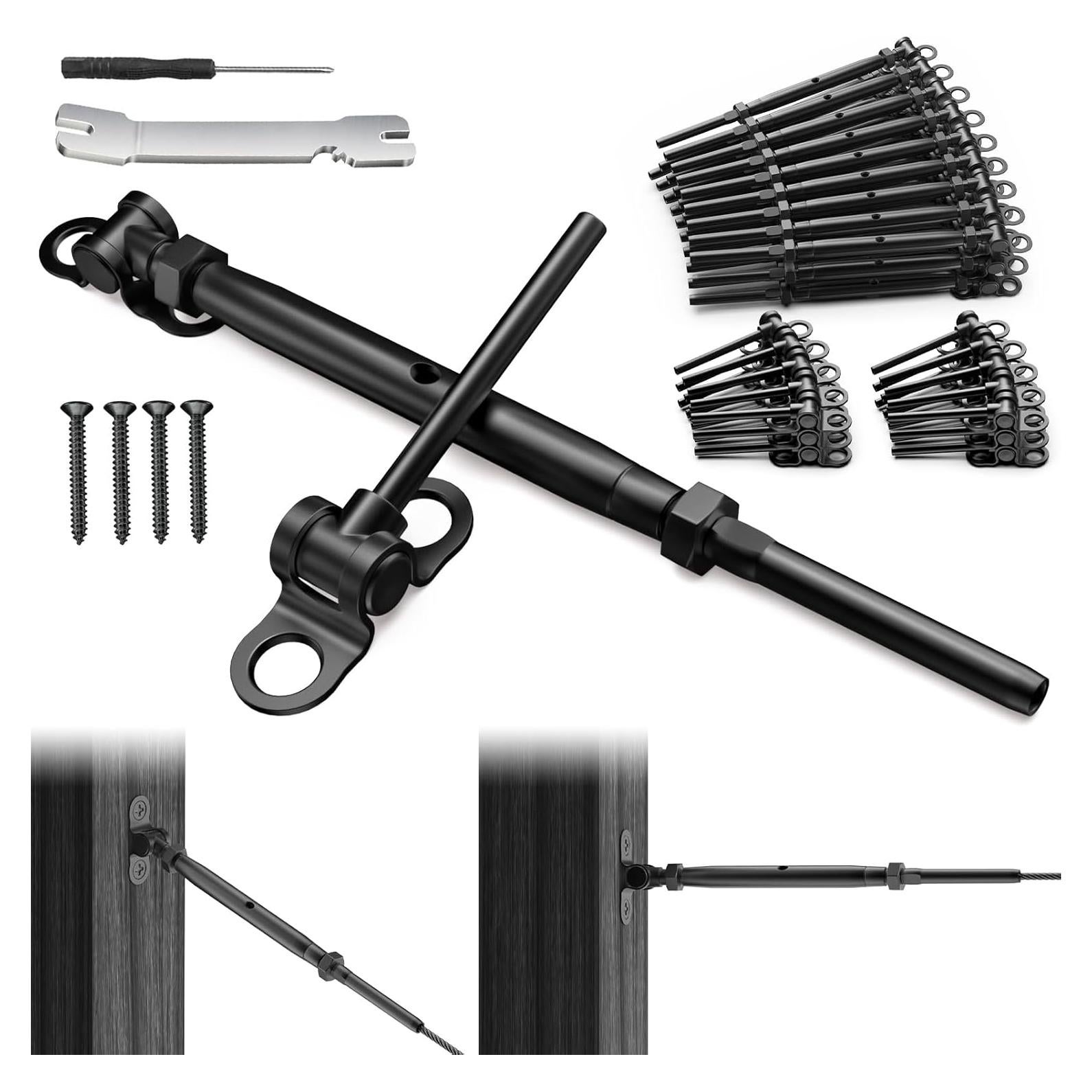 BLIKA Kit Barandilla Cable Negro 30 Pares Acero Inoxidable