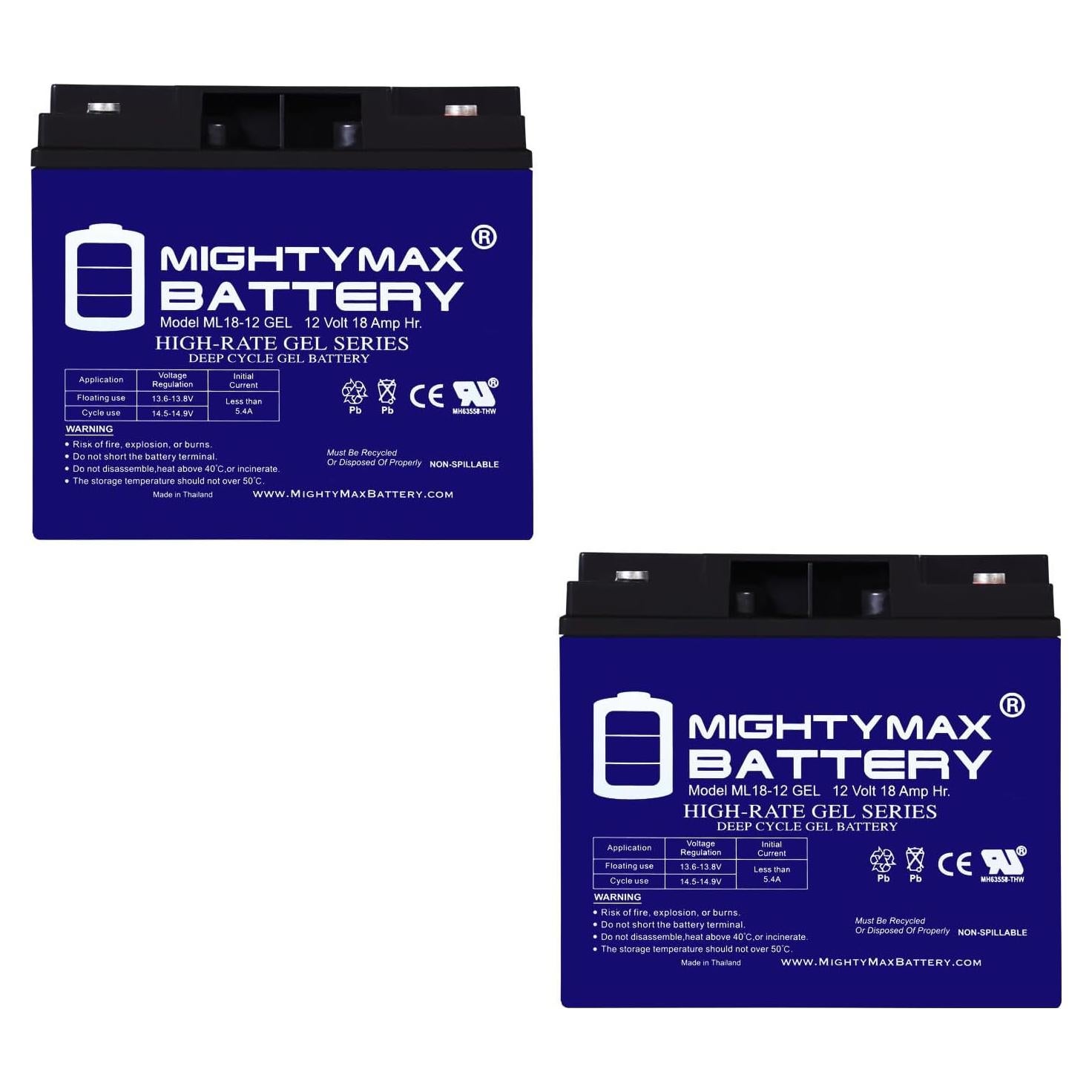 Batería GEL Mighty Max 12V 18AH para cortadora Black Decker