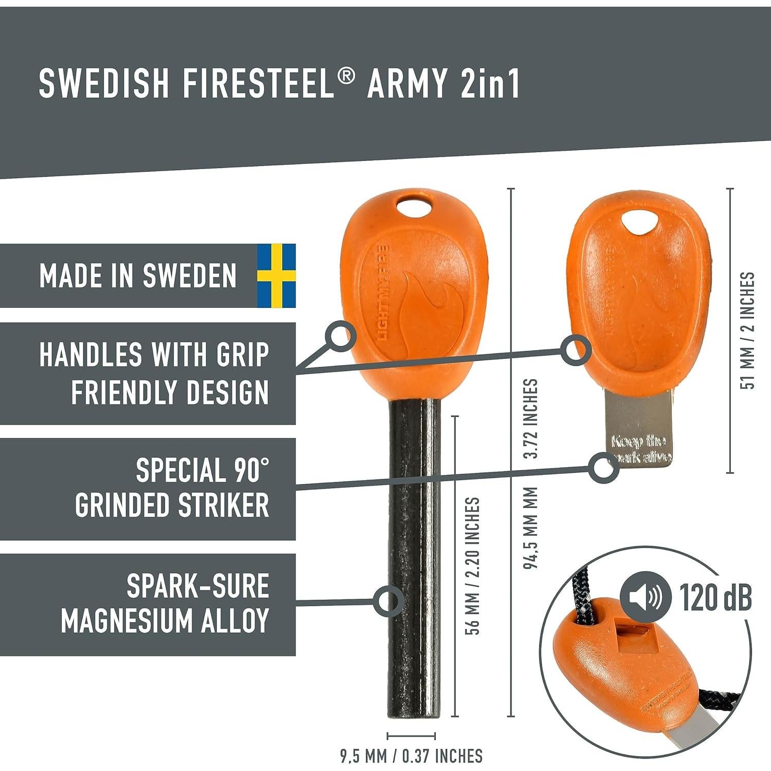 Encendedor de fuego Light My Fire FireSteel Army - Naranja