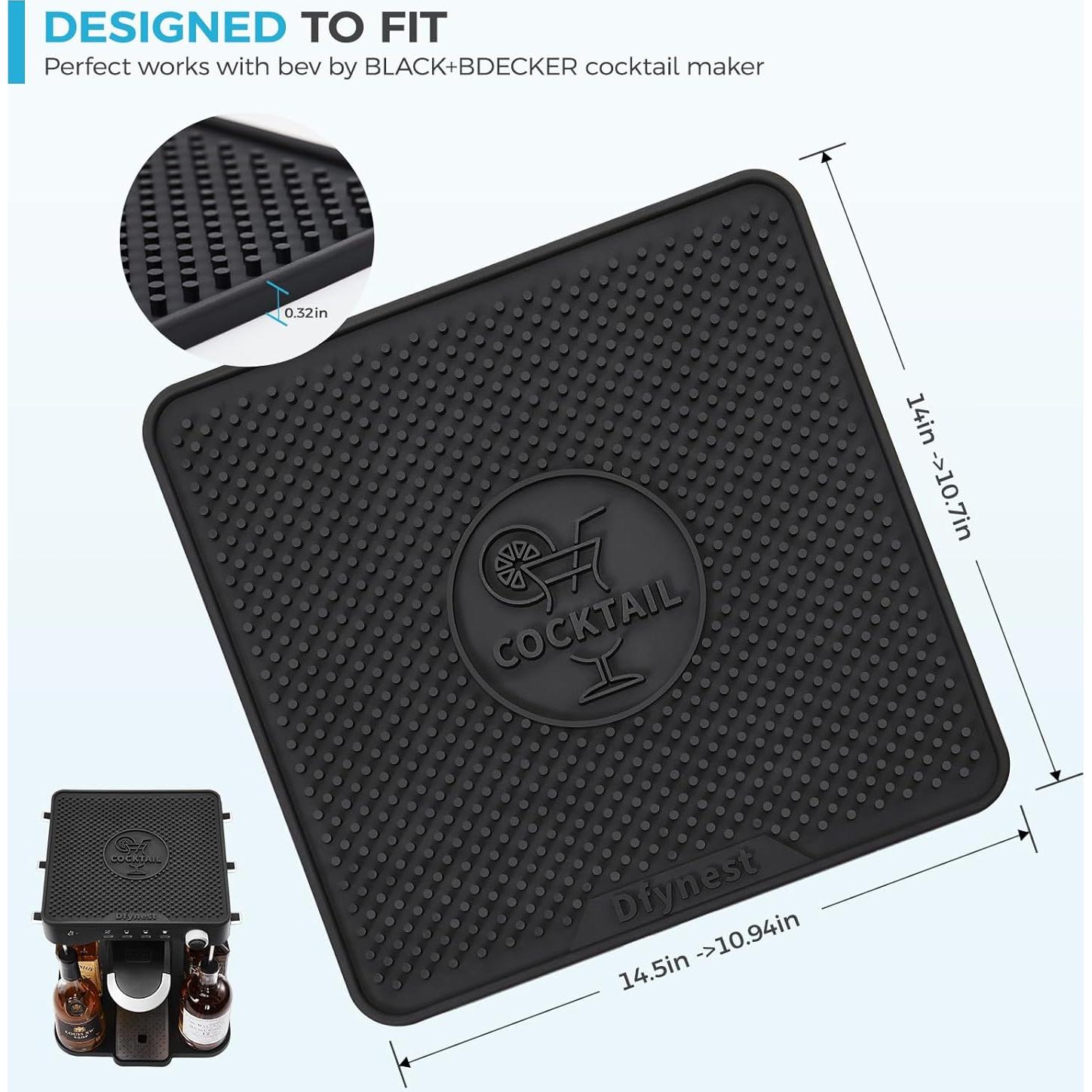 Dfynest Bar Mat Negro para Cocktail Maker BEV 27.7x27.2 cm