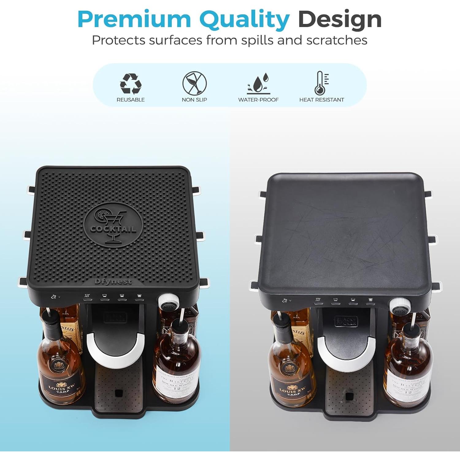 Dfynest Bar Mat Negro para Cocktail Maker BEV 27.7x27.2 cm