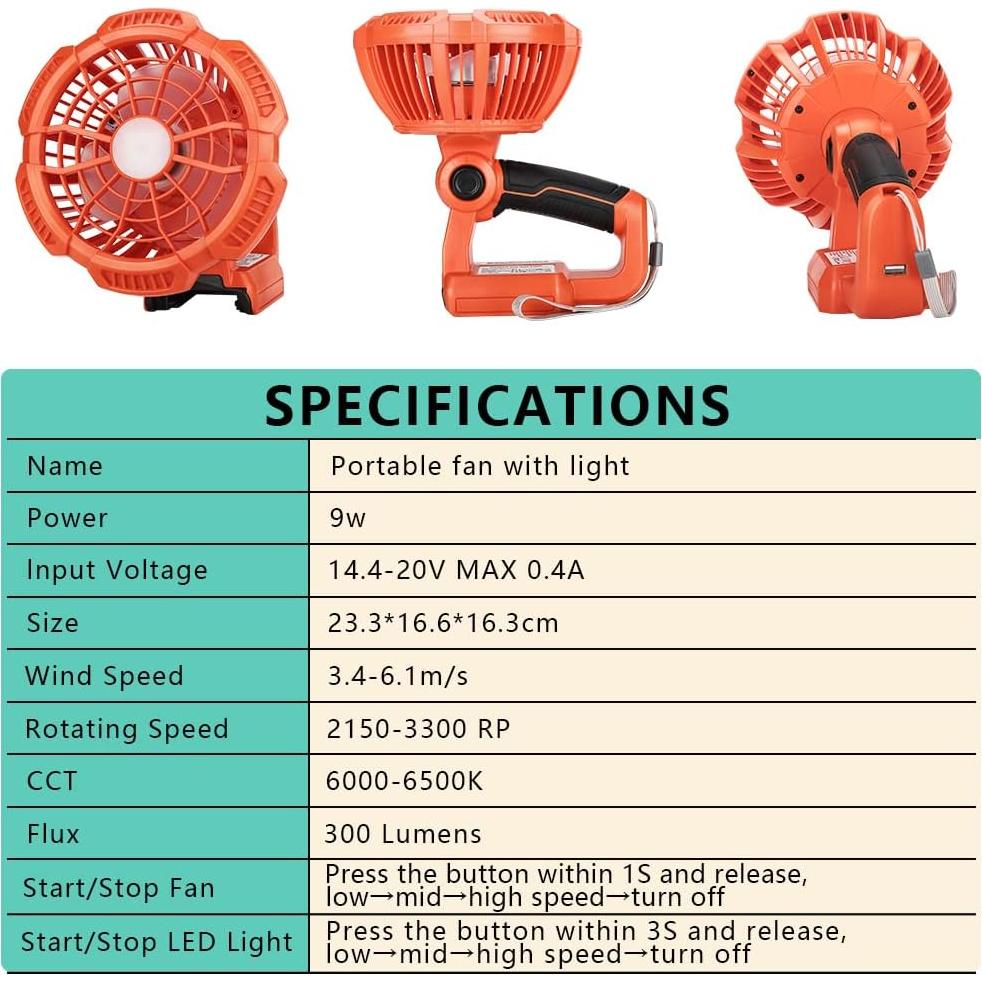 Ventilador de Mano YEX-BUR 20V Inalámbrico con Control Remoto