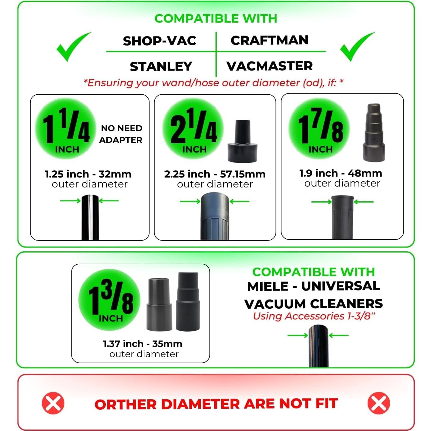 Kit de Adaptadores de Aspiradora VACEXT para Shark y Shop Vac