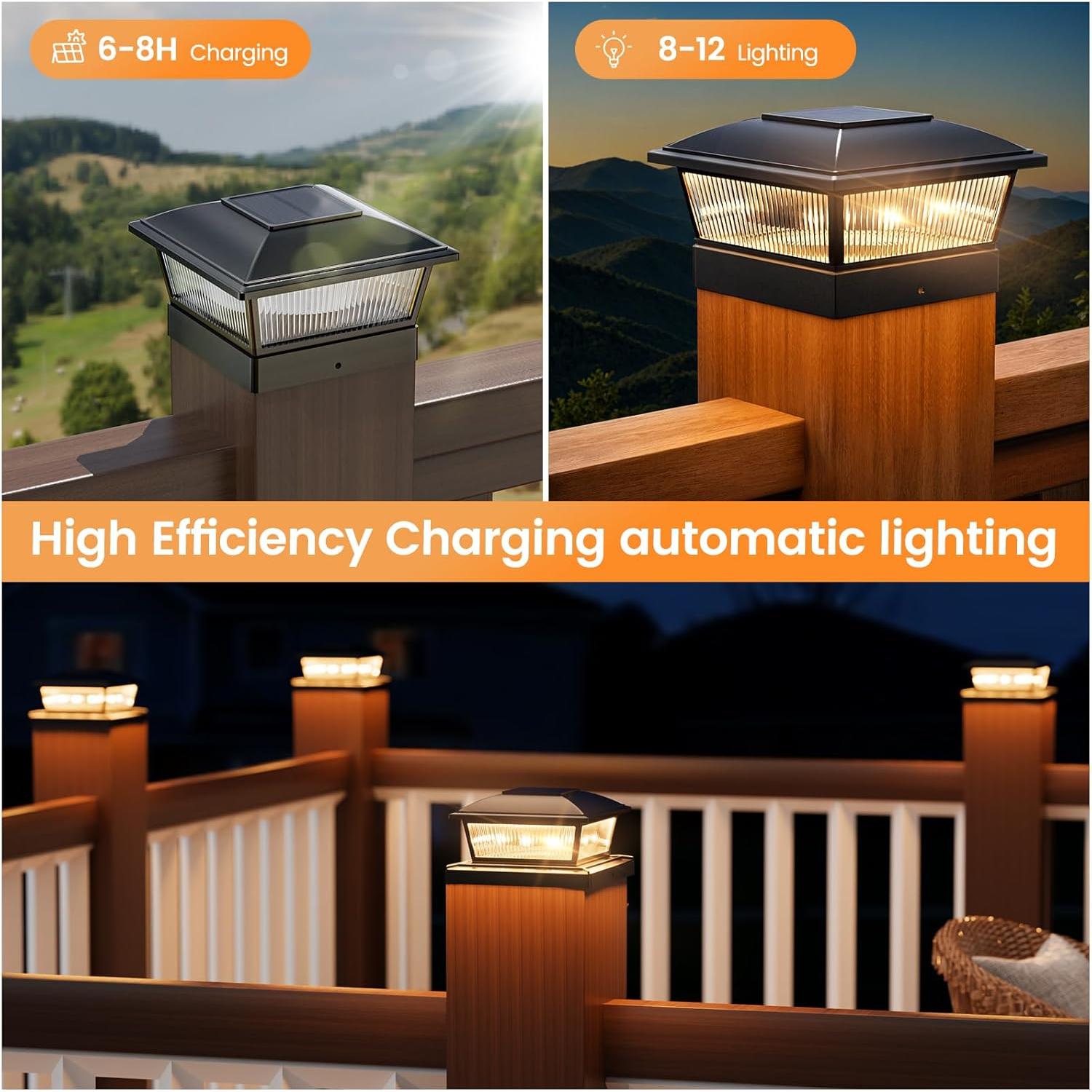 Luces Solares para Postes APONUO 6 Paquetes 16 LEDs