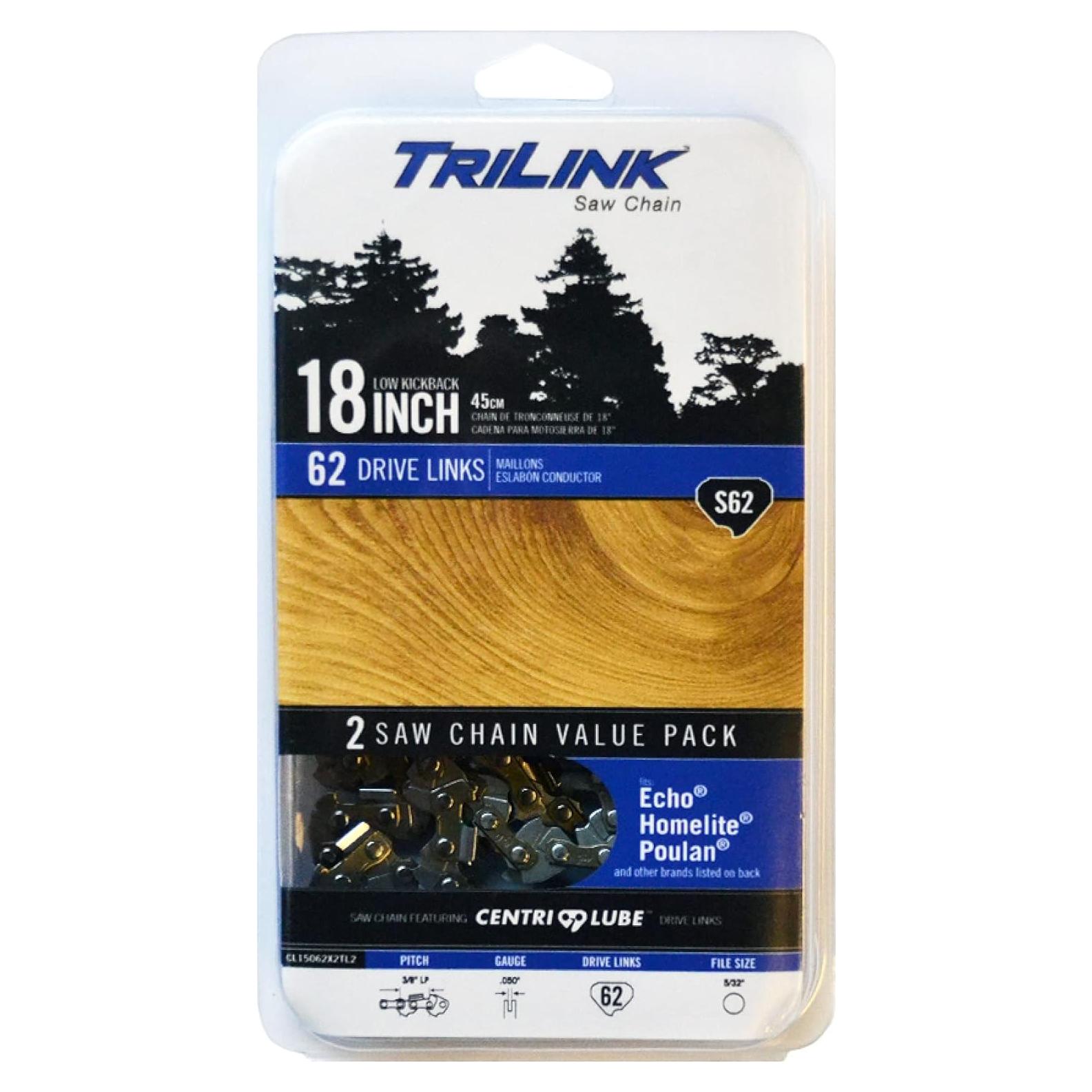 Cadena de Motosierra Trilink 3/8 LP .050 62 Enlaces - Reemplazo Black & Decker