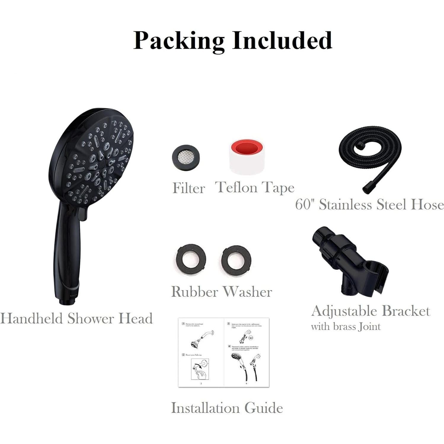 Cabezal de Ducha BOWGER Negro Mate 5 Modos Alta Presión