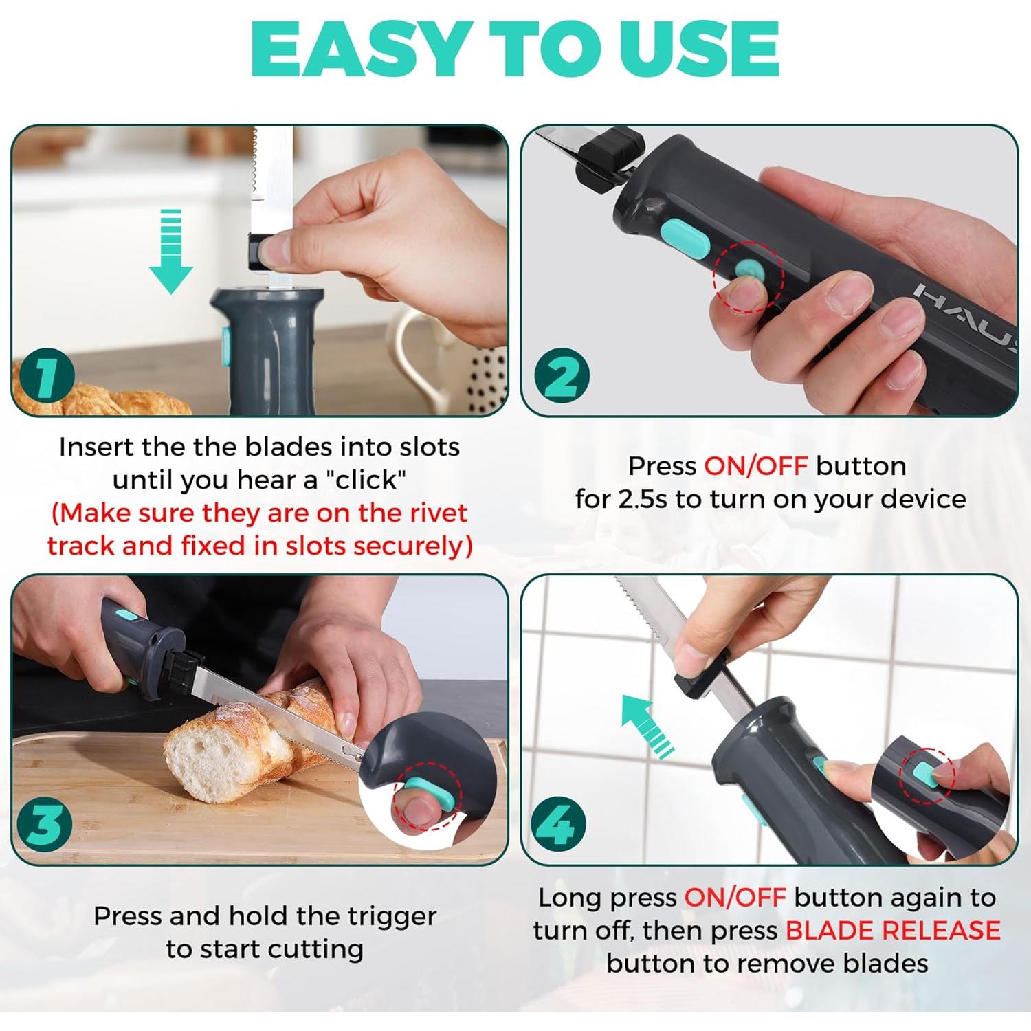 Cuchillo eléctrico inalámbrico HAUSHOF 8V con estuche