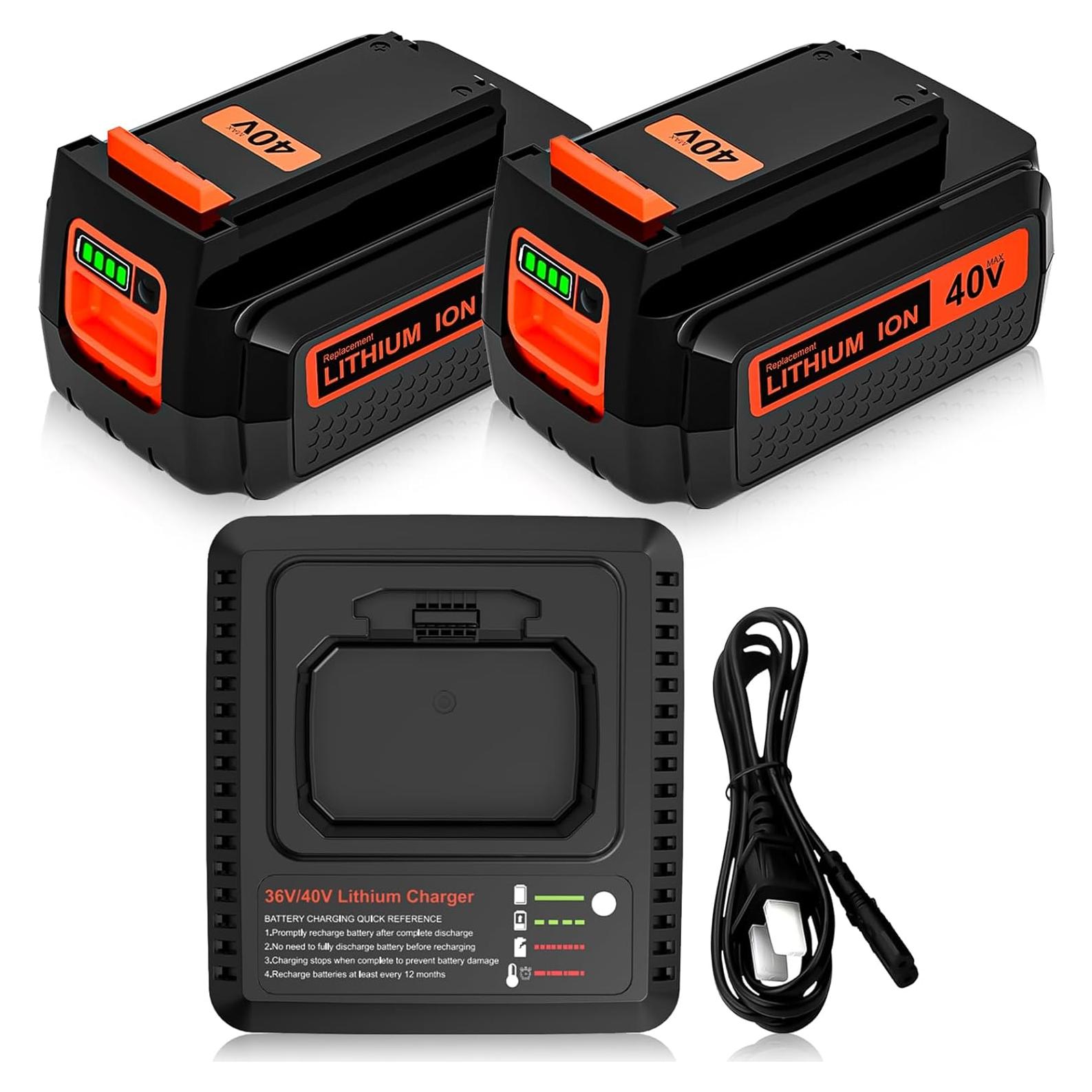 Pack 2 Baterías 3000mAh 40V y Cargador Black and Decker
