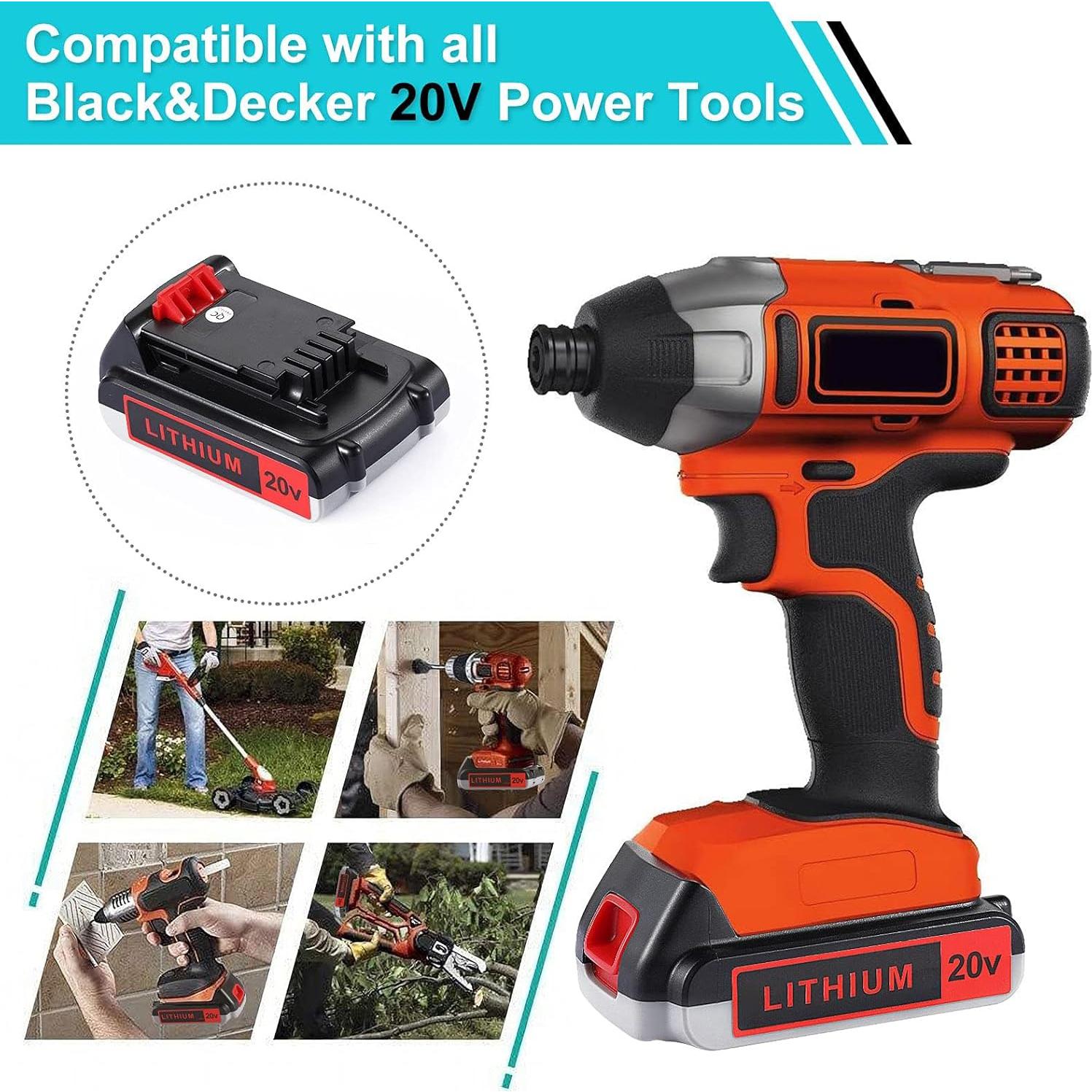 Batería de Reemplazo 20V 3000mAh para Black & Decker - 2 Paquetes