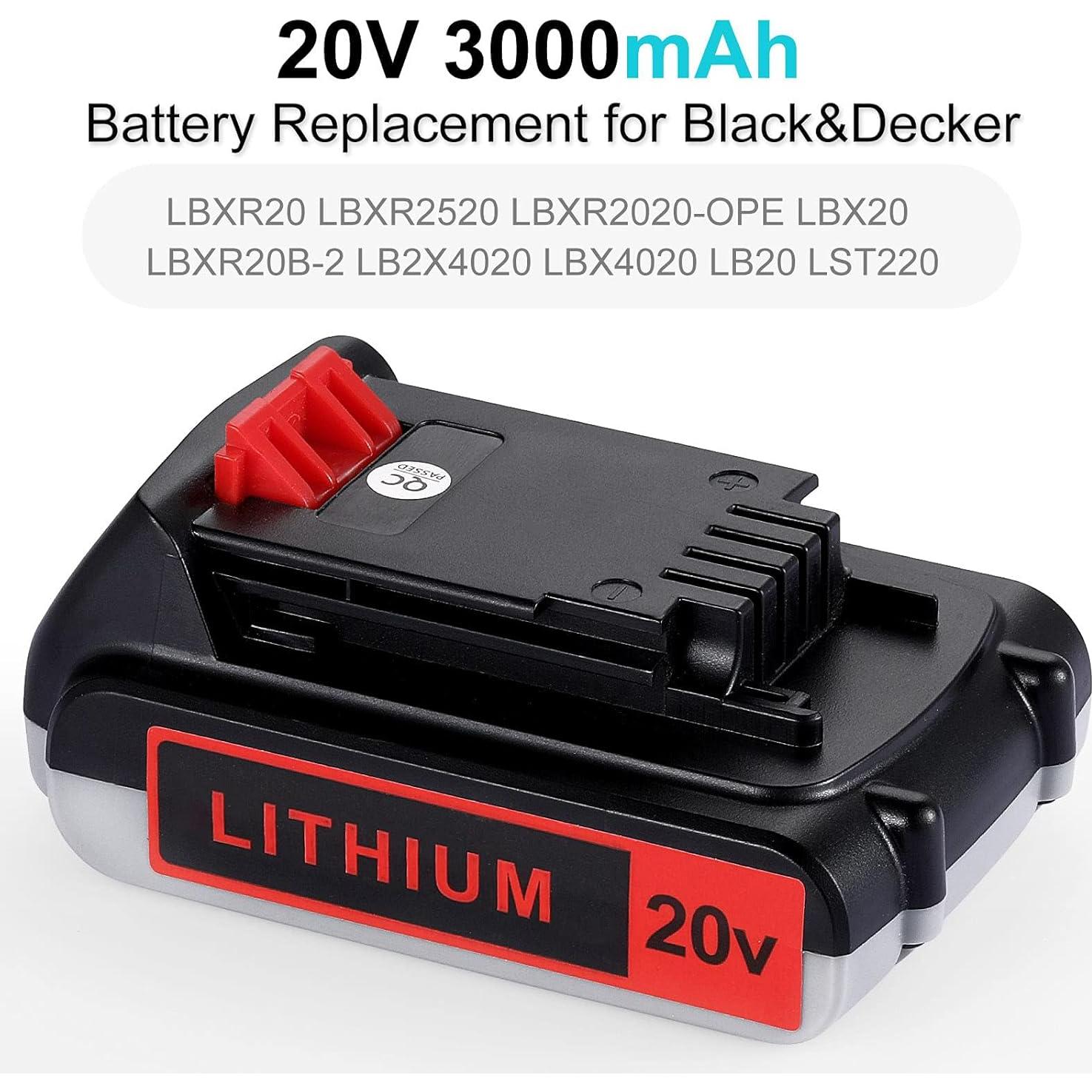 Batería de Reemplazo 20V 3000mAh para Black & Decker - 2 Paquetes
