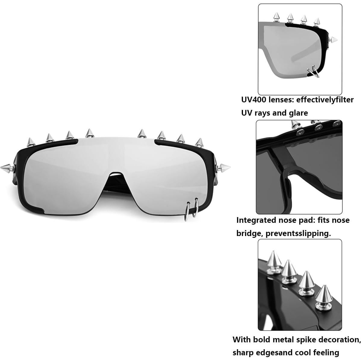 Gafas de sol oversized Junsika con lente espejo plateado