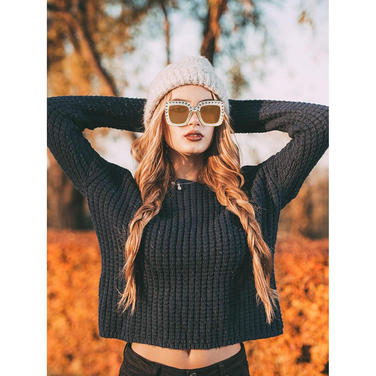 Gafas de sol cuadradas grandes Frienda 3 Pcs para mujeres