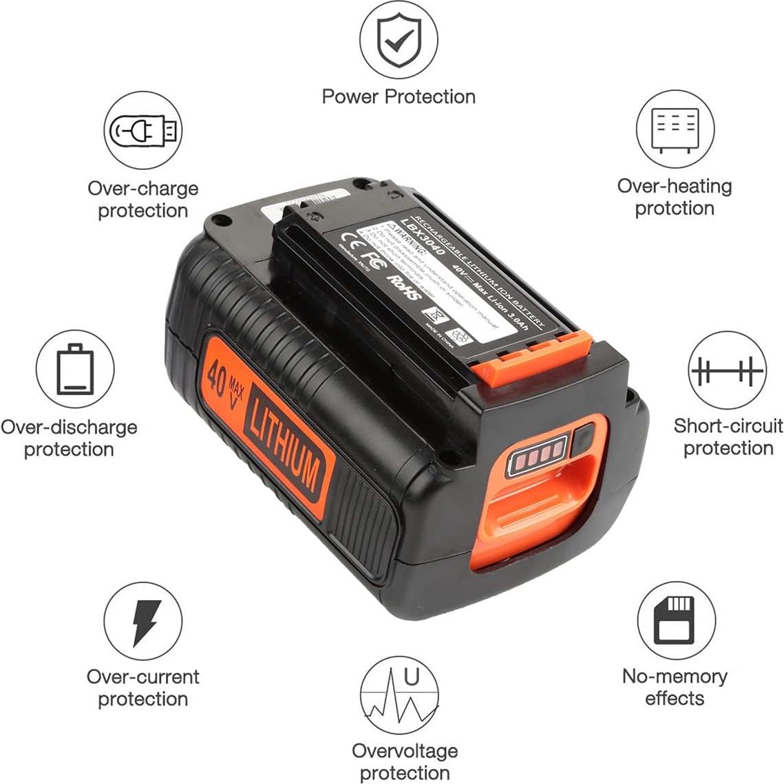 Batería de Litio 40V Max Energup 3Ah para Black+Decker
