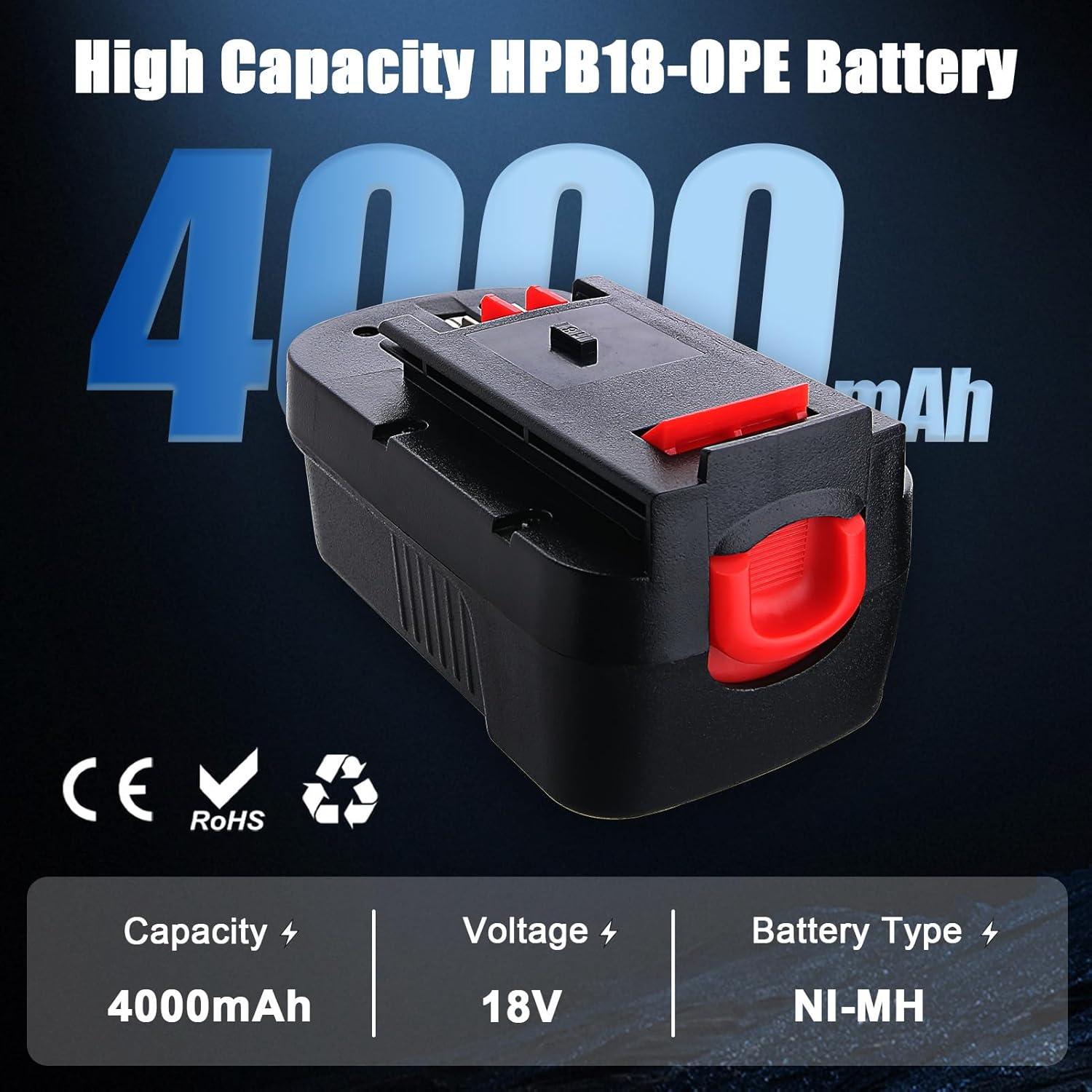 Batería Ni-Mh 4.0Ah 18V Black & Decker HPB18 2-Pack