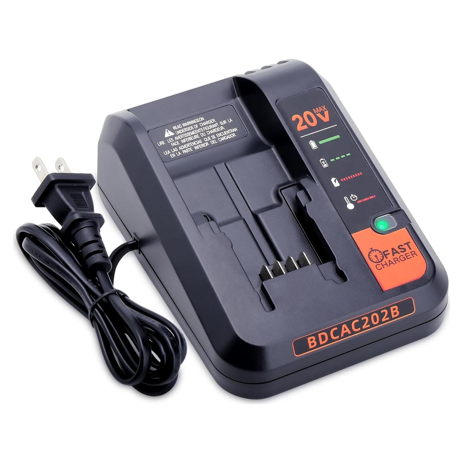 Cargador de Batería 20V Black & Decker BDCAC202B 2A Carga Rápida