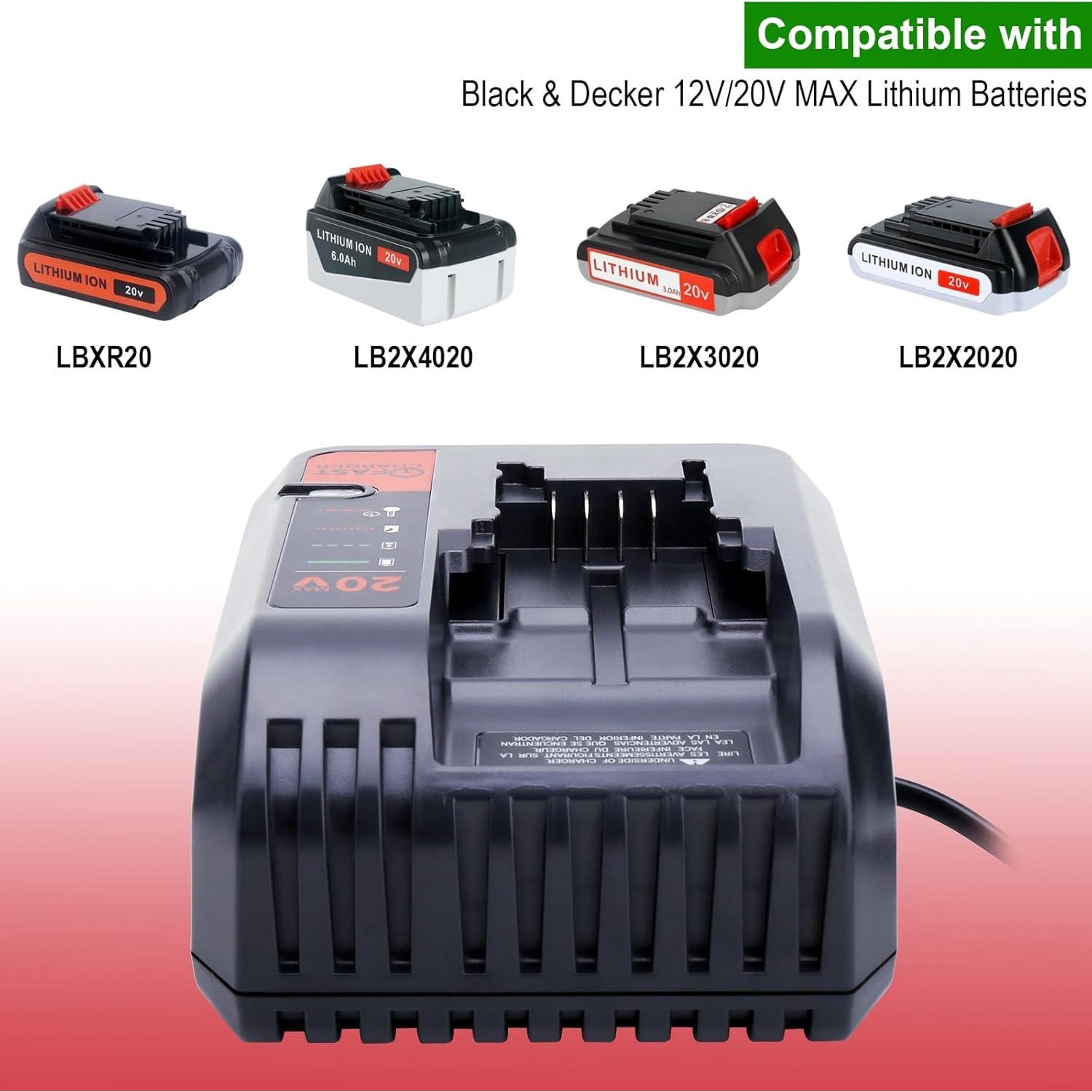 Cargador de Batería 20V Black & Decker BDCAC202B 2A Carga Rápida