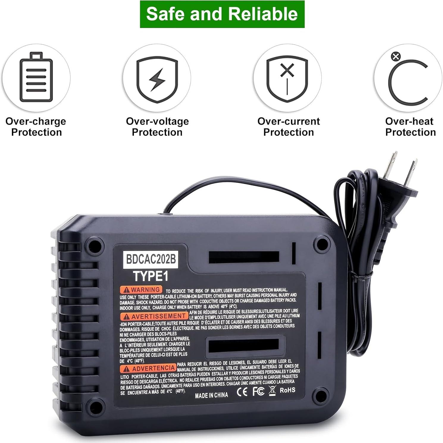 Cargador de Batería 20V Black & Decker BDCAC202B 2A Carga Rápida