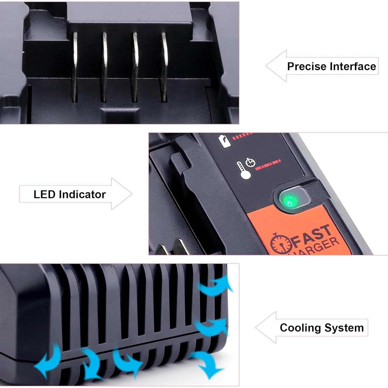 Cargador de Batería 20V Black & Decker BDCAC202B 2A Carga Rápida