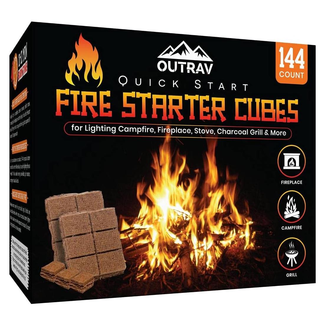 Cubos de Encendido de Fuego Outrav 144ct Impermeables