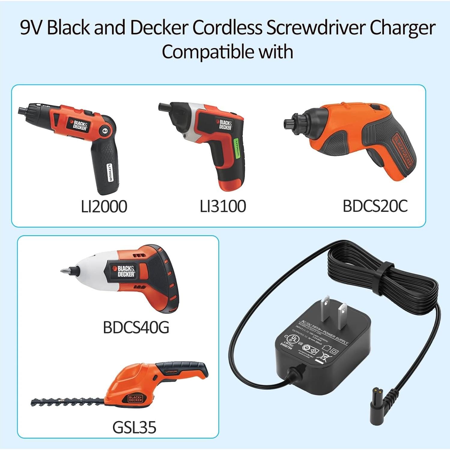 Cargador VHBW 9V para Destornillador Inalámbrico Black Decker