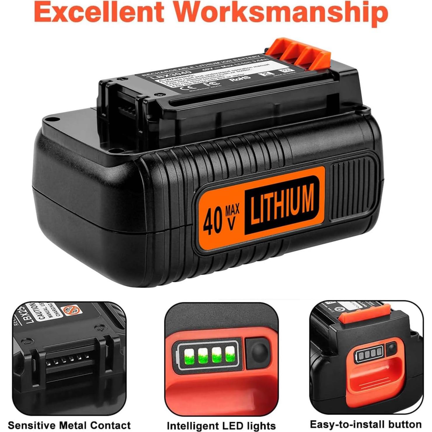 Batería ANTRobut 40V 3.5Ah para Black & Decker y Cargador